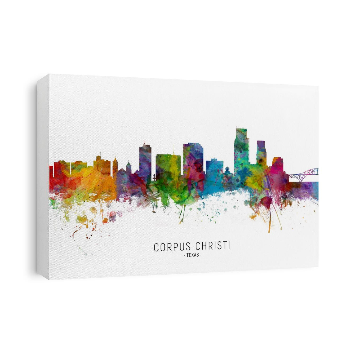 Watercolor art print of the skyline of Corpus Christi, Texas, United States
