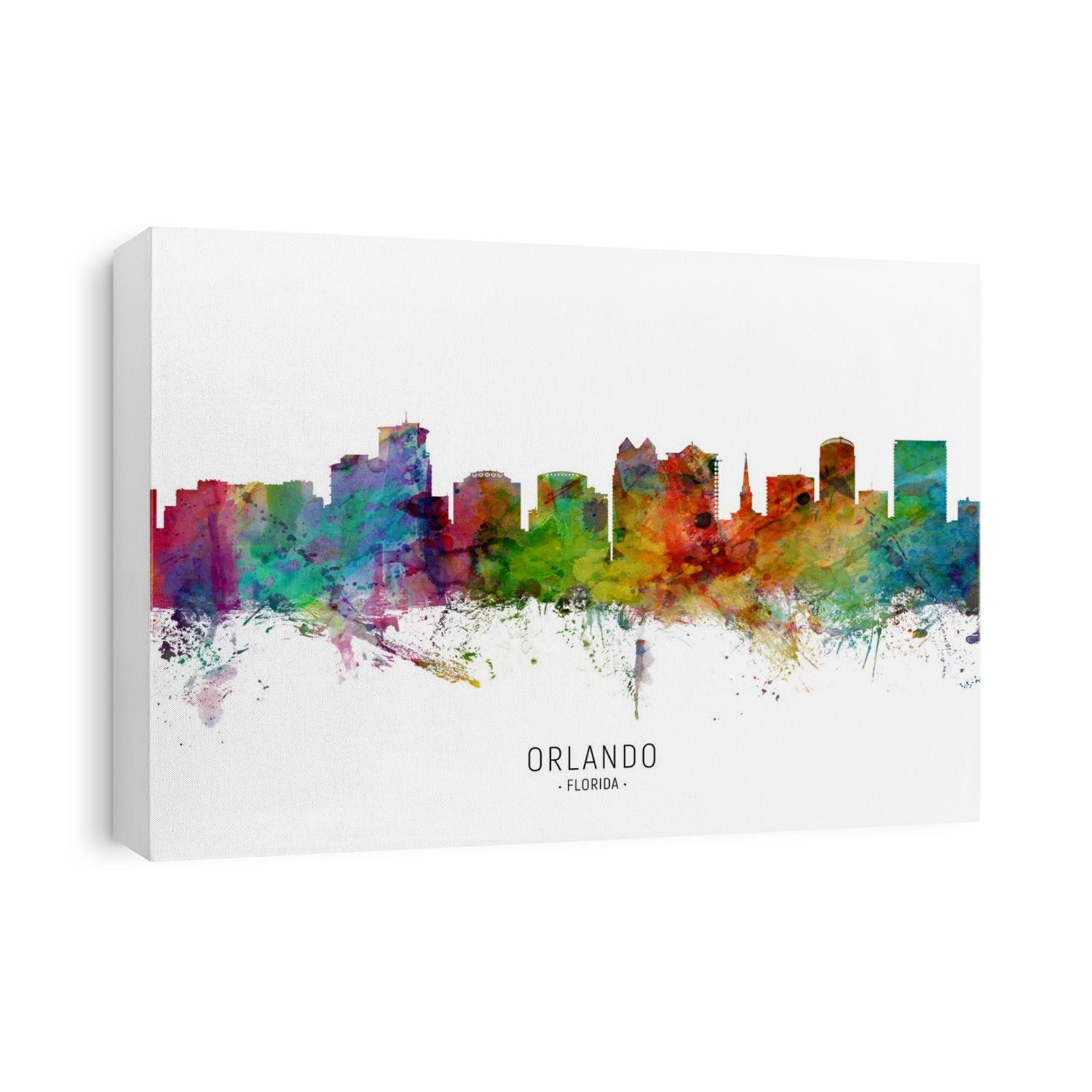 Watercolor art print of the skyline of Orlando, Florida, United States