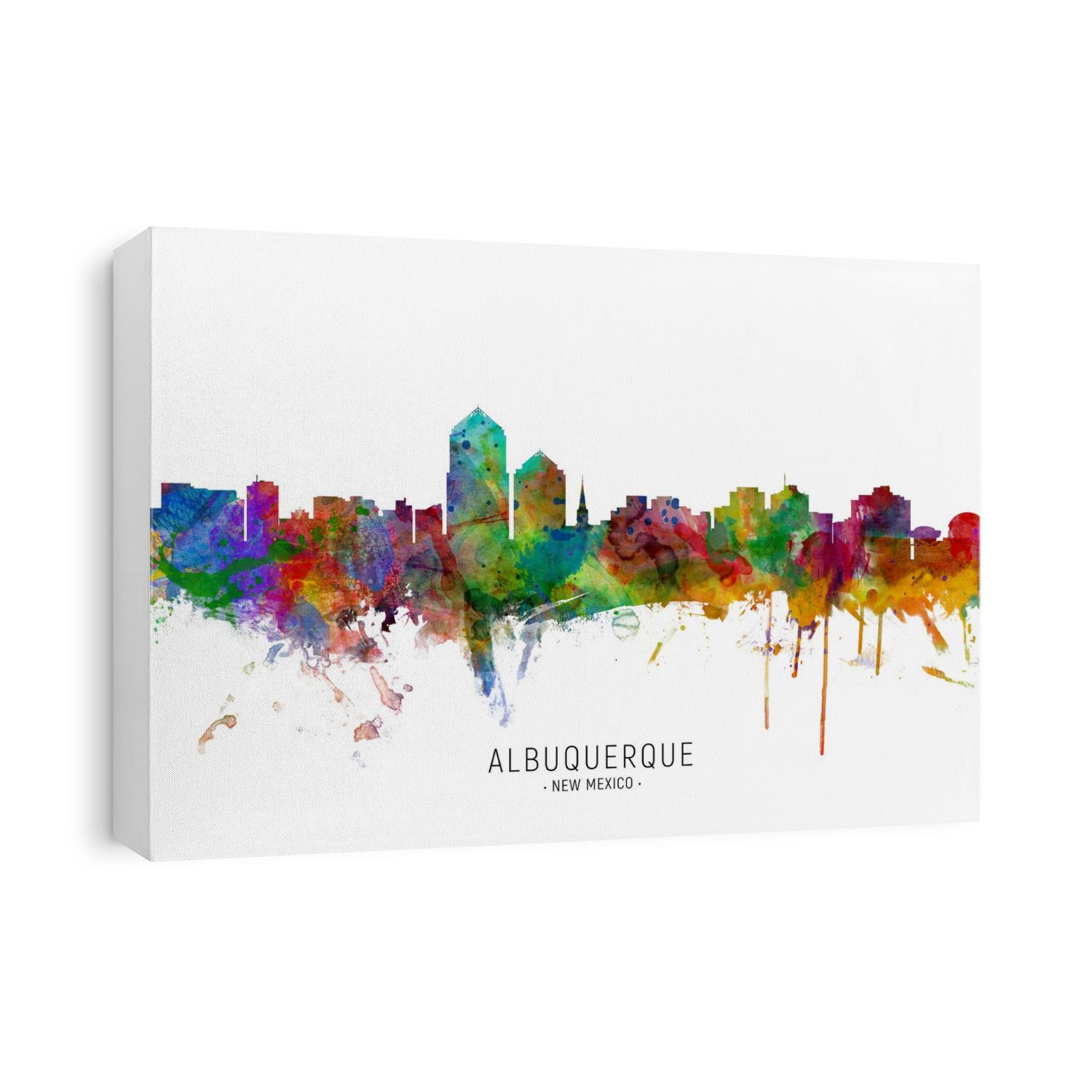Watercolor art print of the skyline of Albuquerque, New Mexico, United States