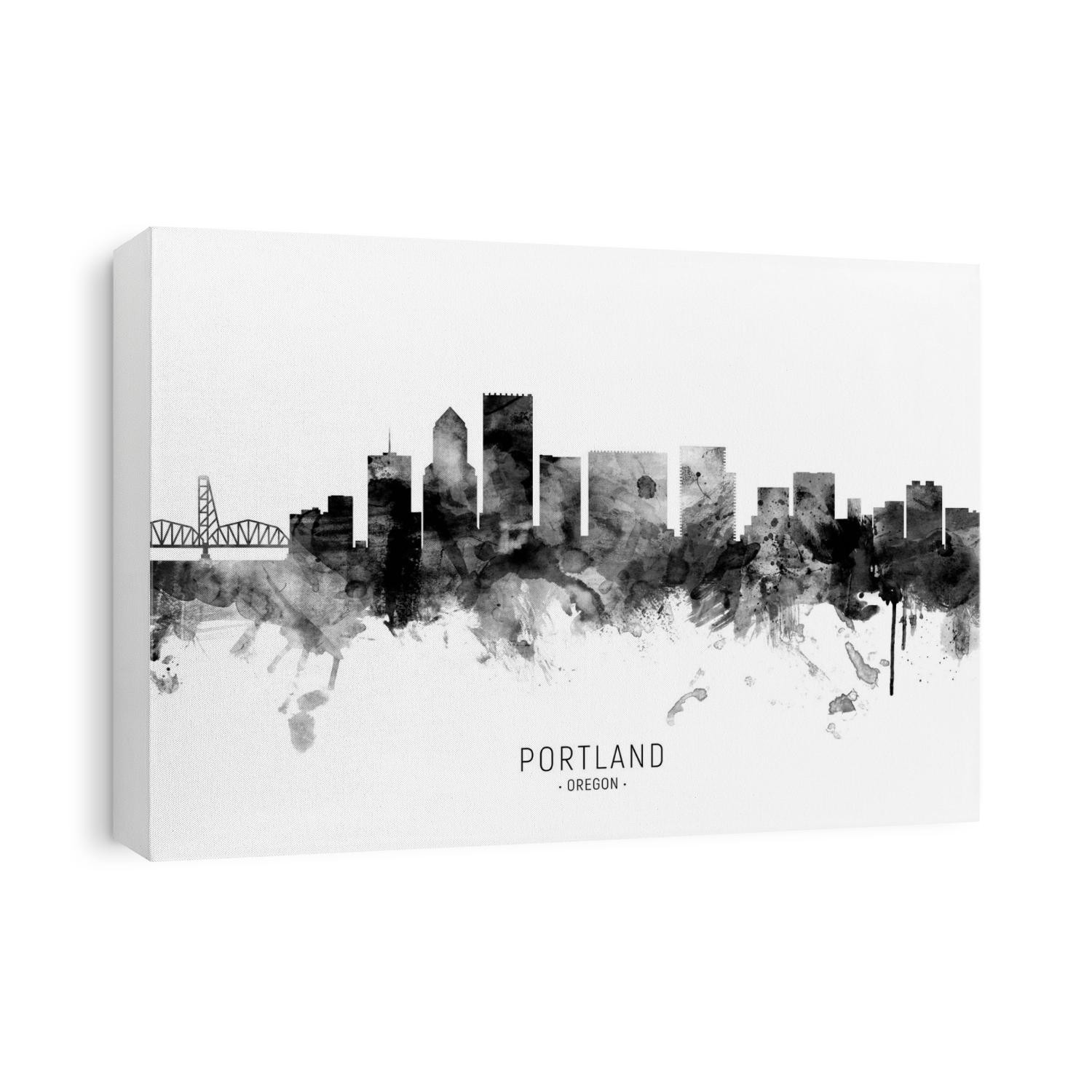 Watercolor art print of the skyline of Portland, Oregon, United States