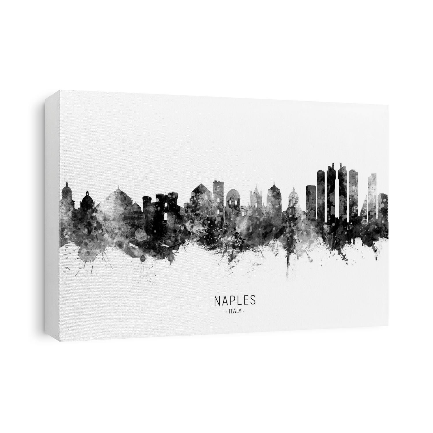 Watercolor art print of the skyline of Naples, Italy