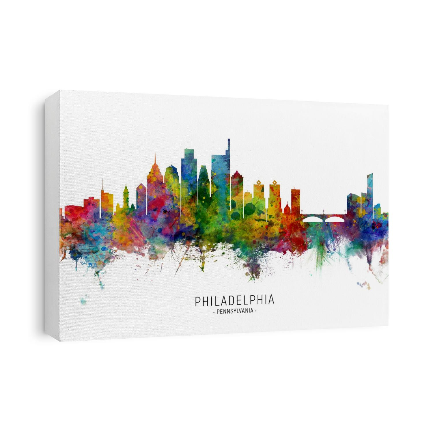 Watercolor art print of the skyline of Philadelphia, Pennsylvania, United States
