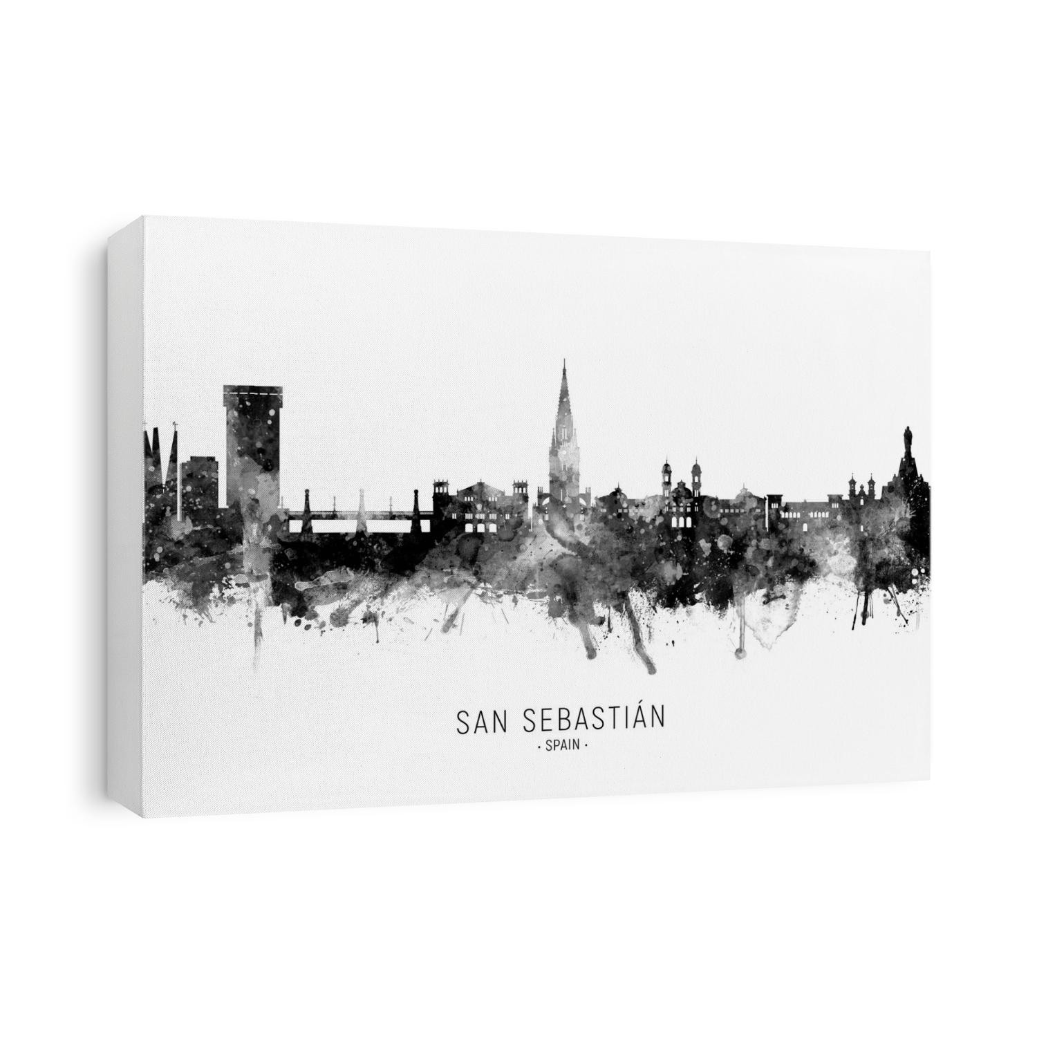 Watercolor art print of the skyline of San Sebastián, Spain