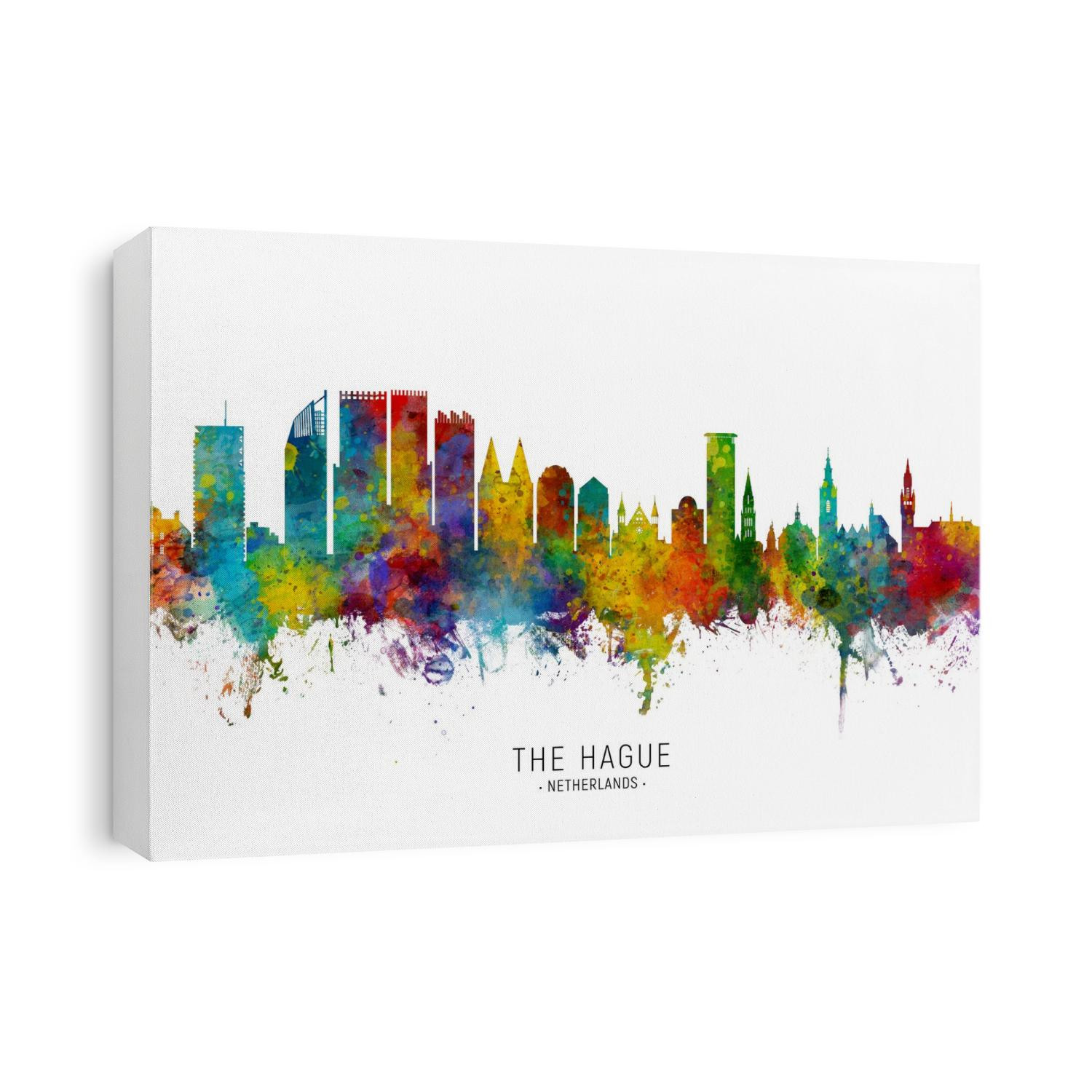 Watercolor art print of the skyline of The Hague, The Netherlands (Den Haag)