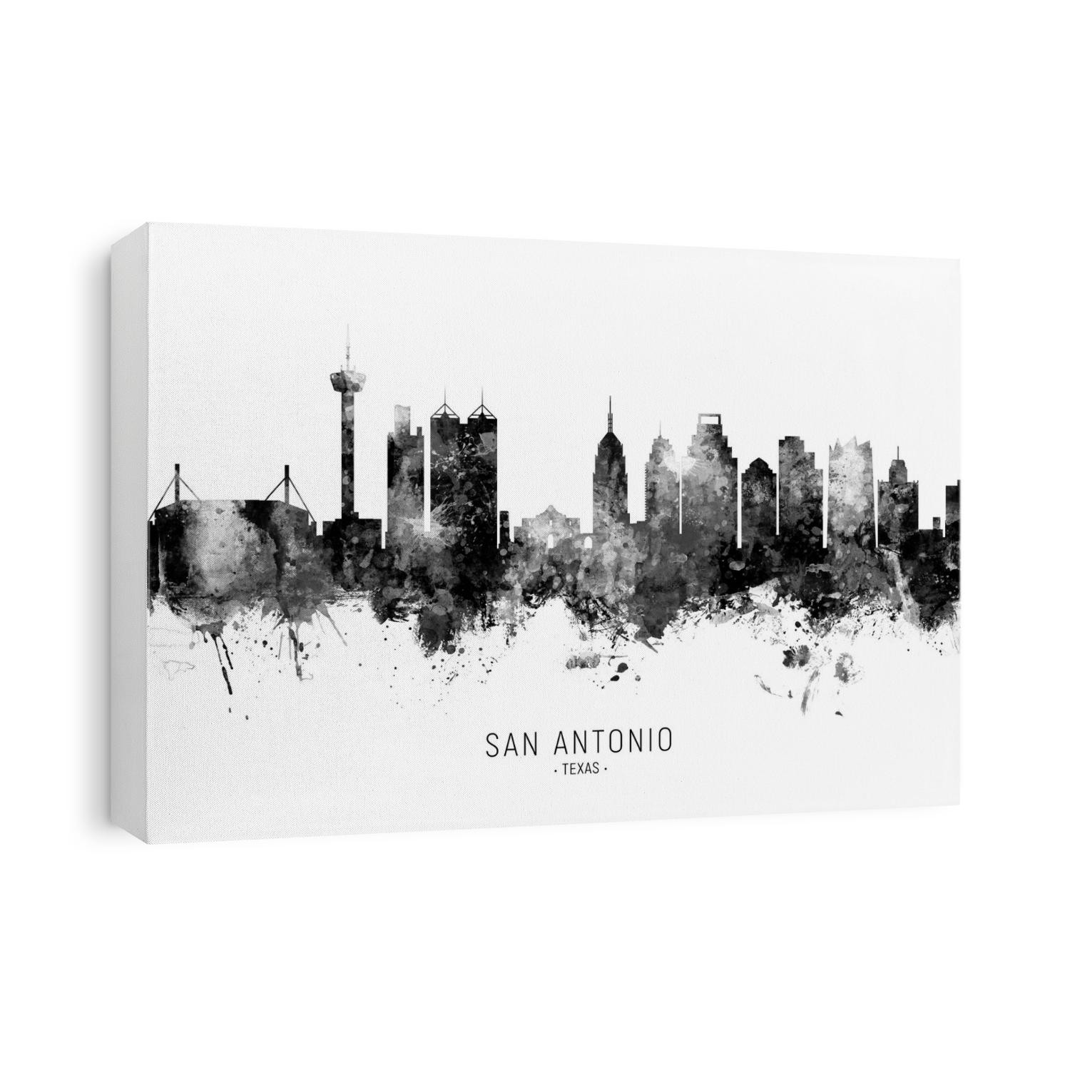 Watercolor art print of the skyline of San Antonio, Texas, United States