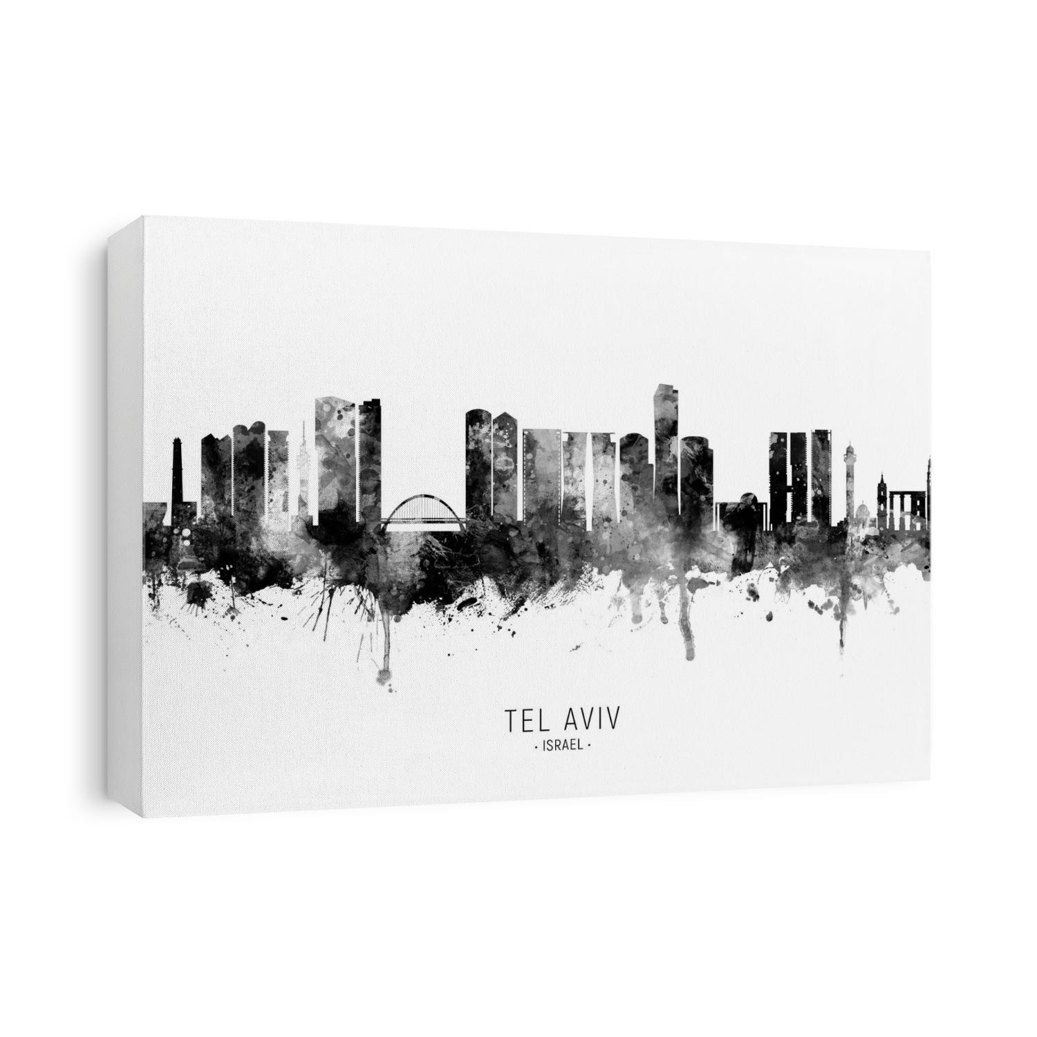 Watercolor art print of the skyline of Tel Aviv, Israel