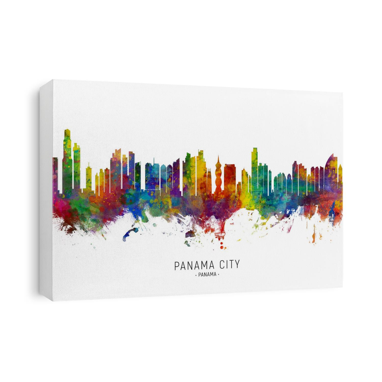 Watercolor art print of the skyline of Panama City, Panama