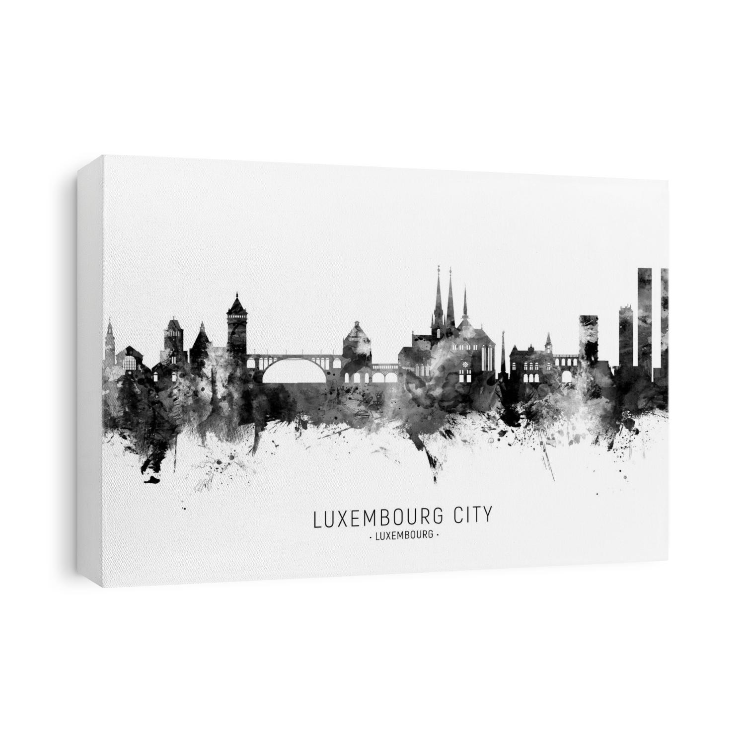 Watercolor art print of the skyline of Luxembourg City, Luxembourg