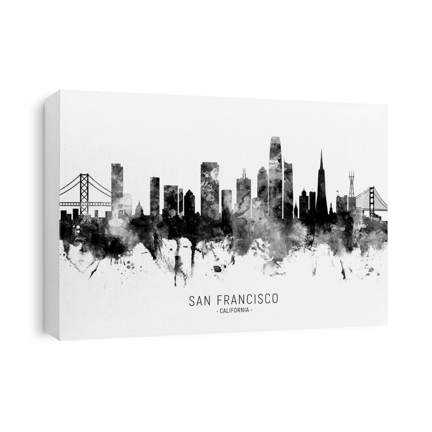 Watercolor art print of the skyline of San Francisco, California, United States