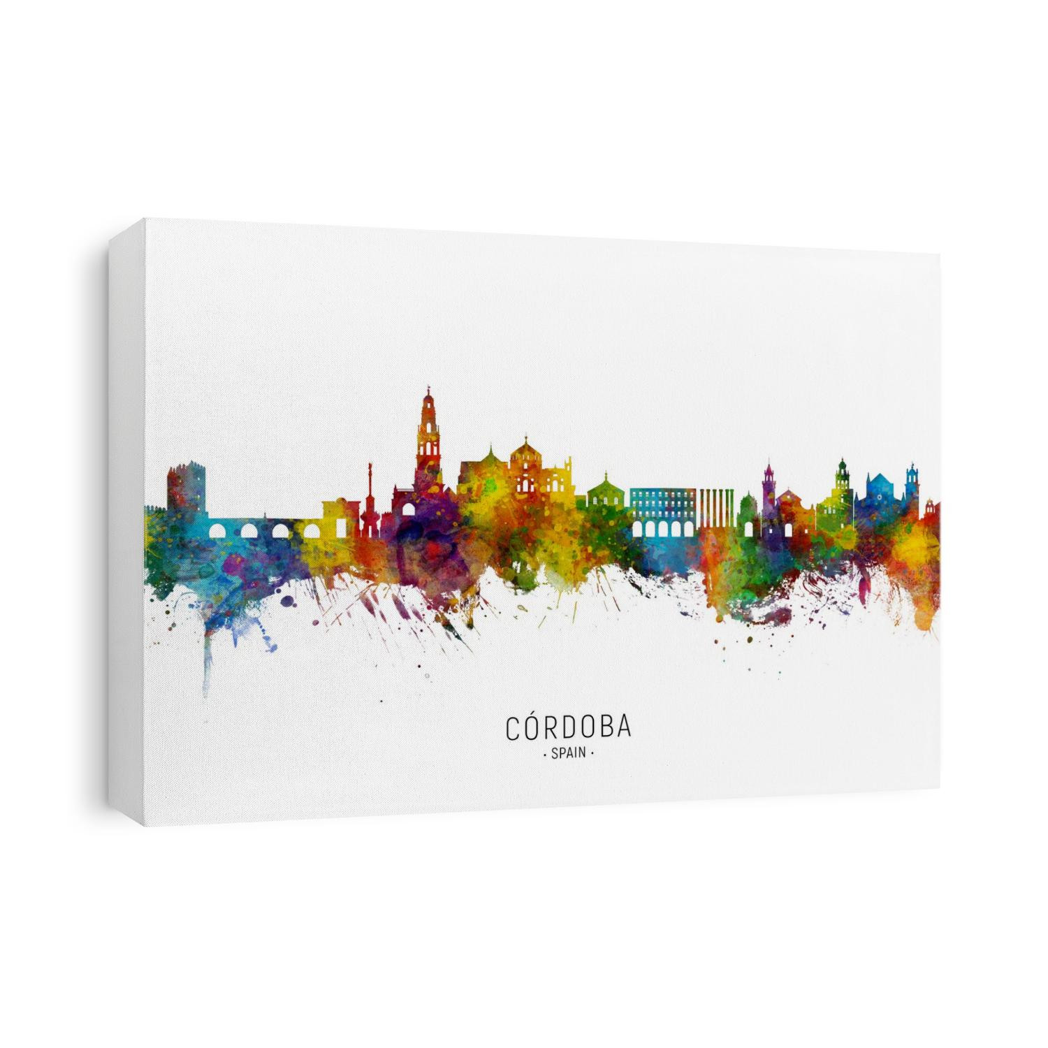 Watercolor art print of the skyline of Córdoba, Spain