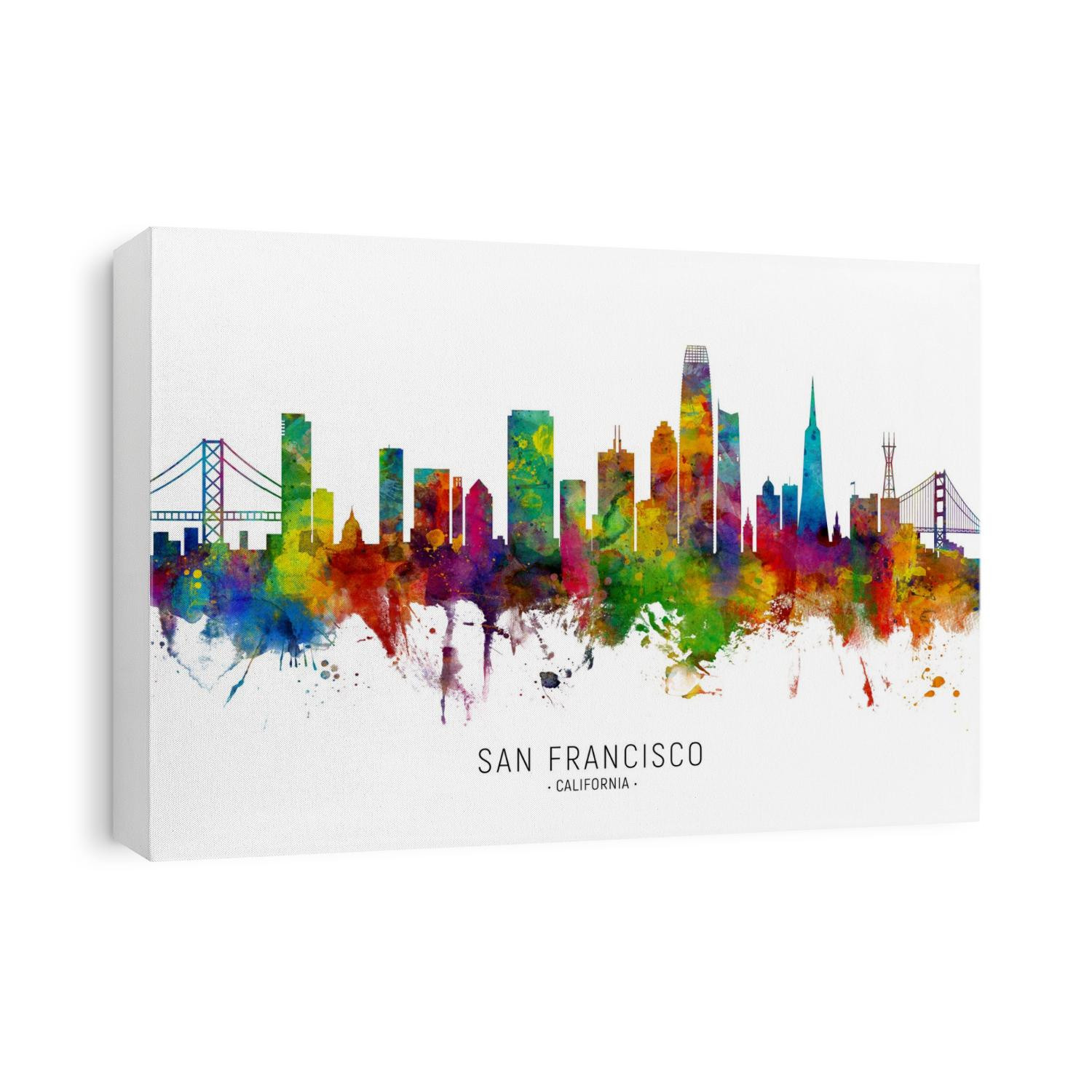 Watercolor art print of the skyline of San Francisco, California, United States