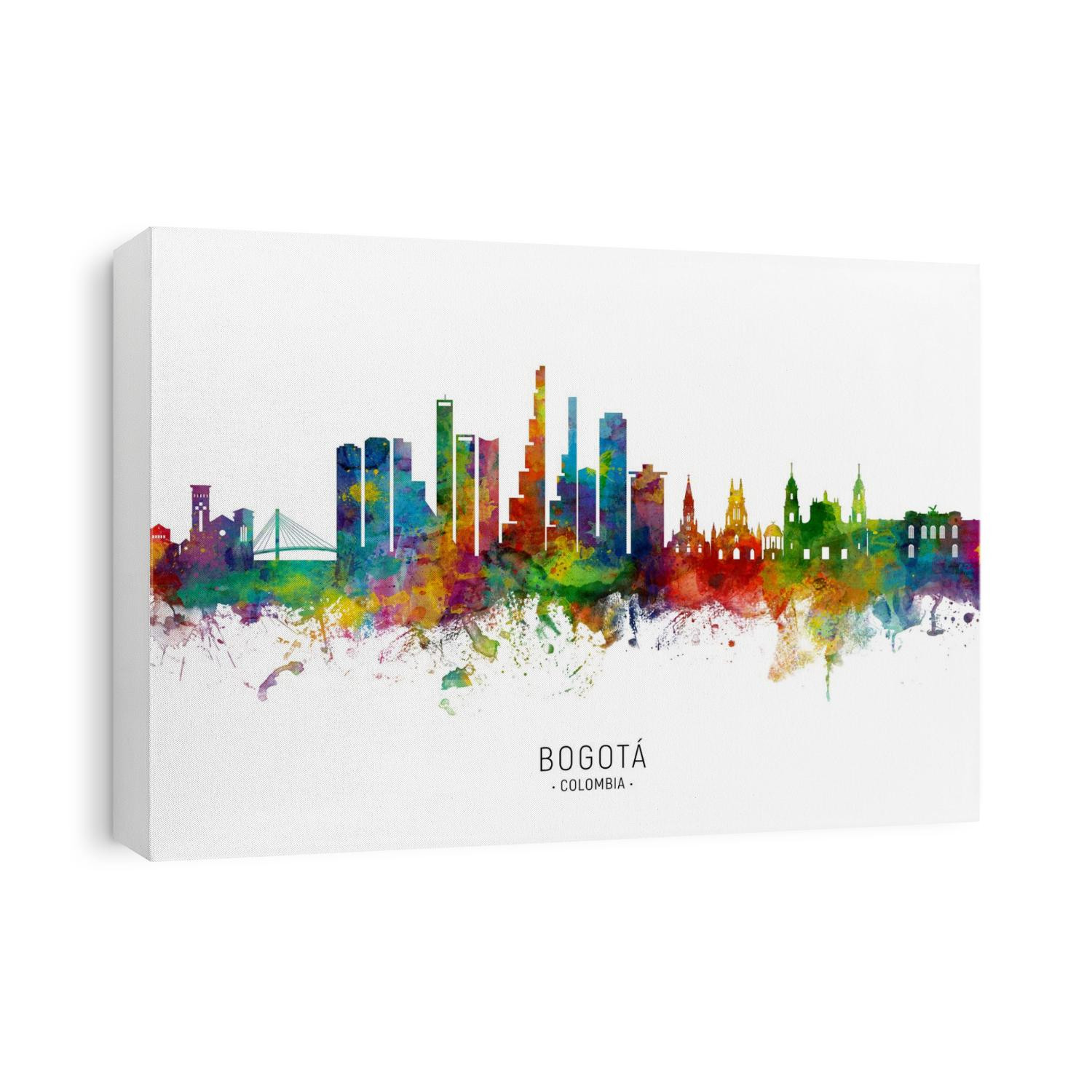 Watercolor art print of the skyline of Bogotá, Colombia