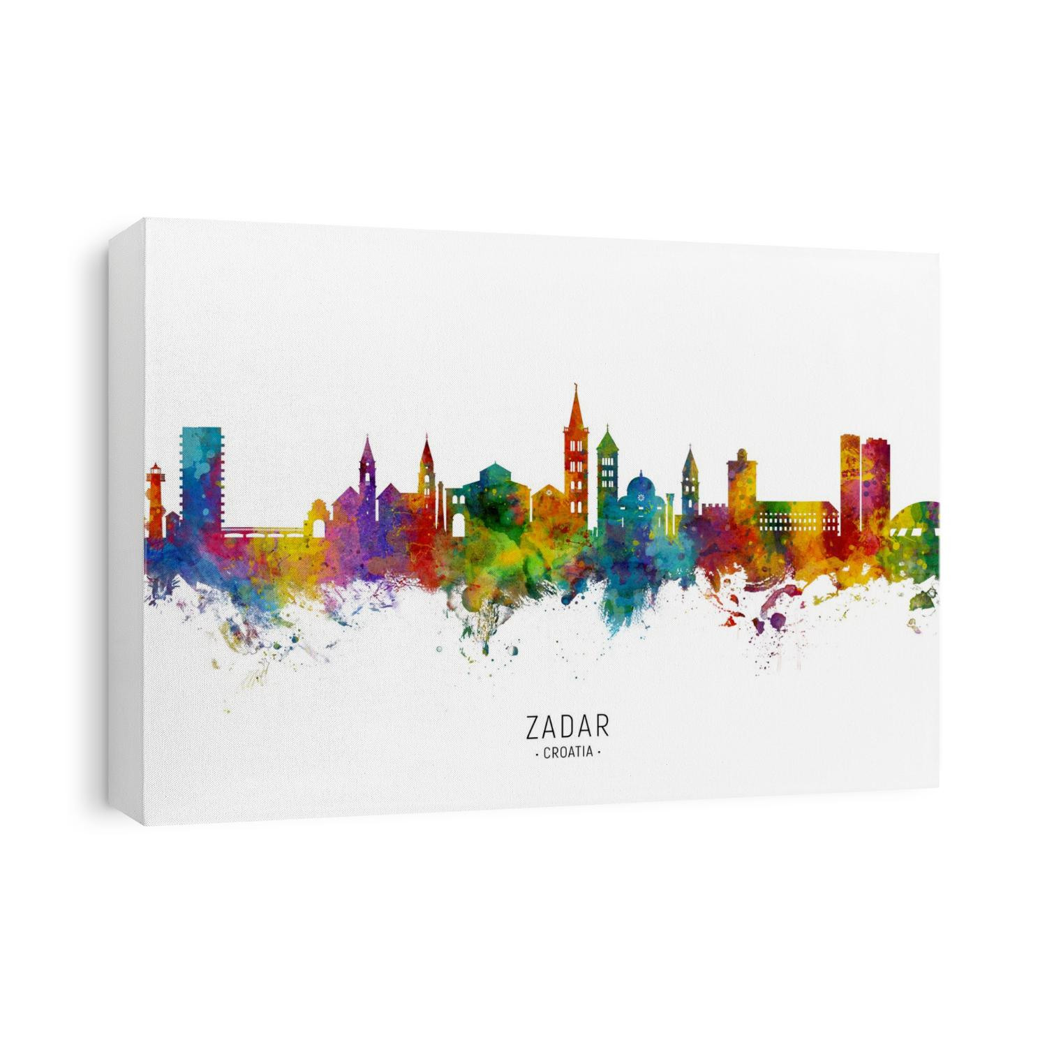 Watercolor art print of the skyline of Zadar, Croatia