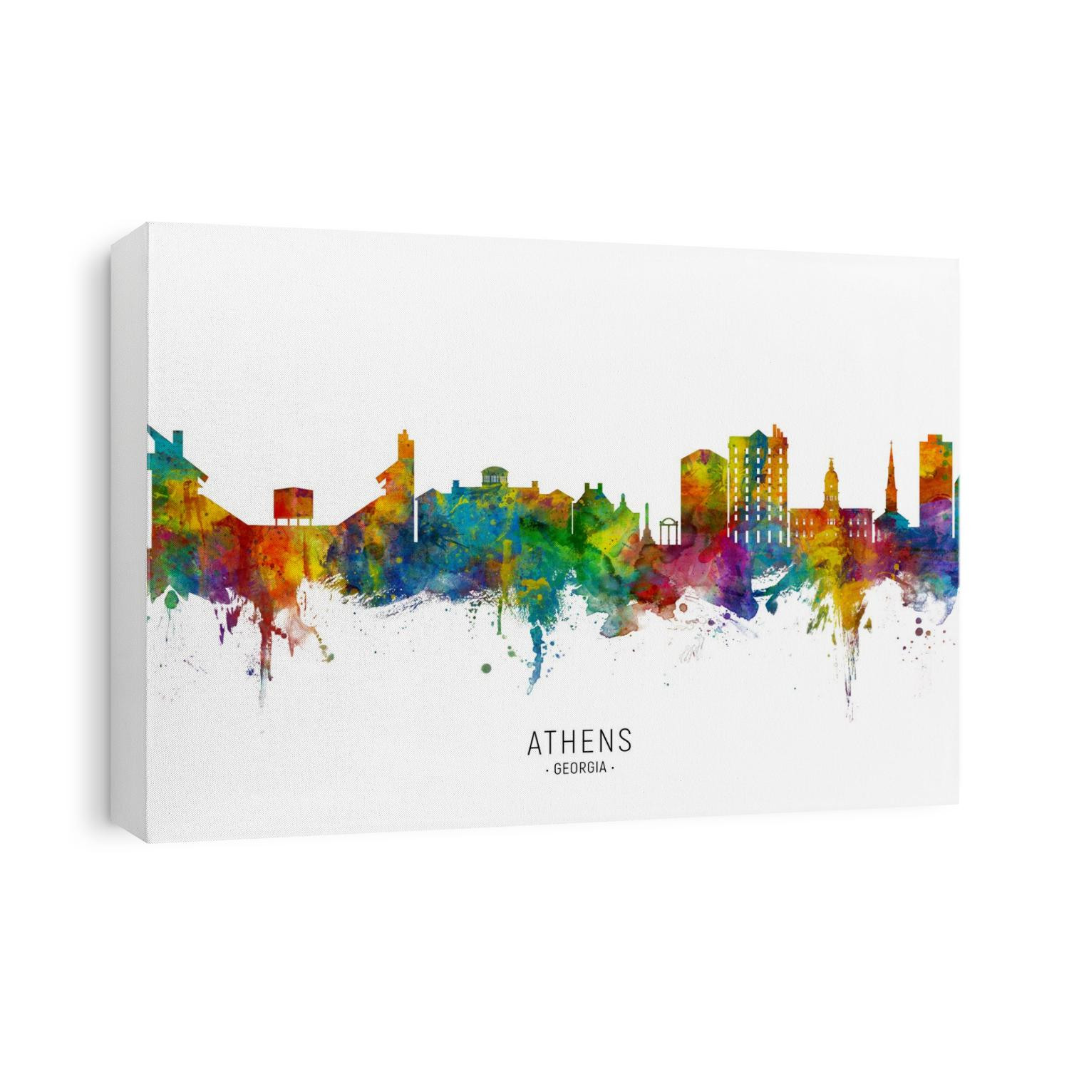 Watercolor art print of the skyline of Athens, Georgia, United States