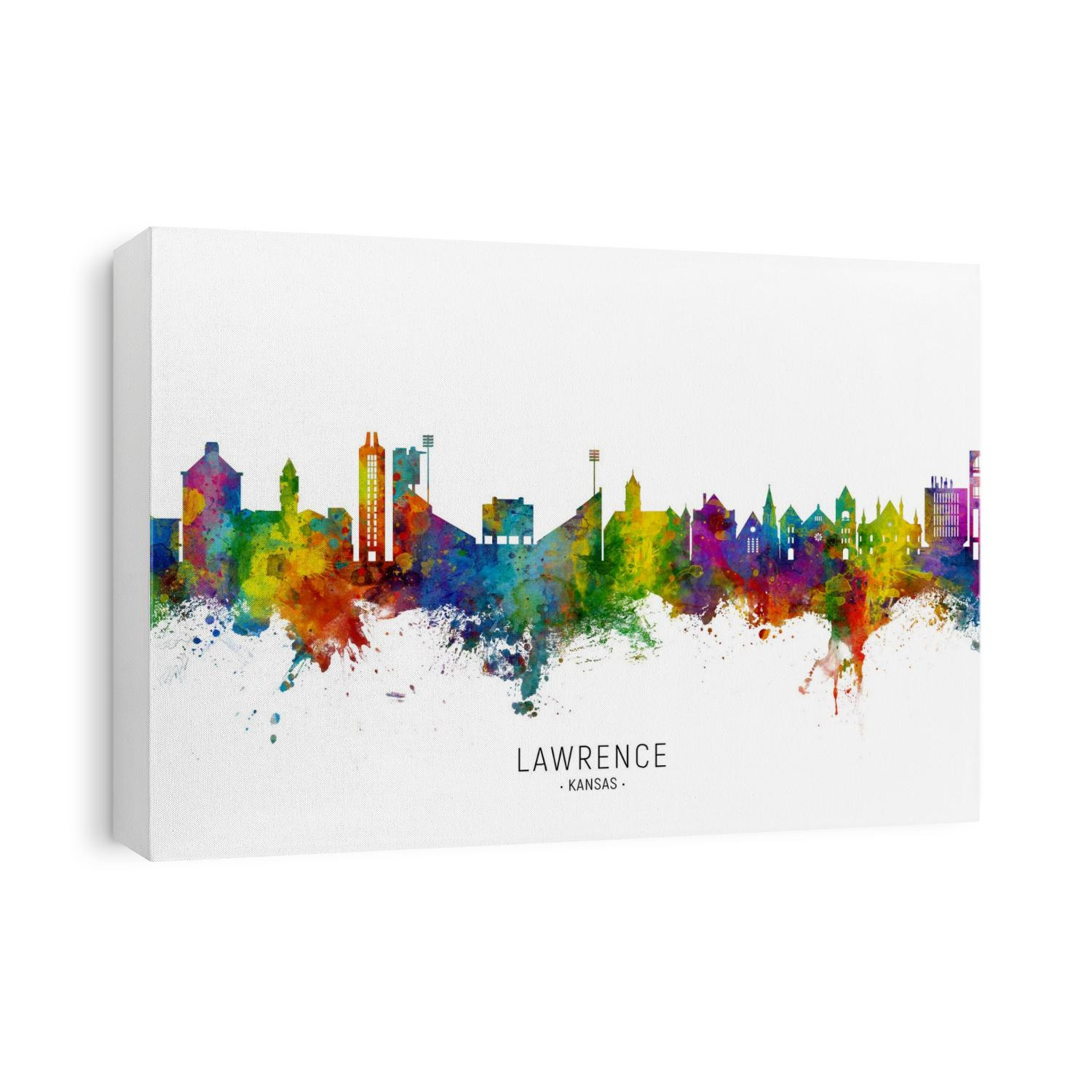Watercolor art print of the skyline of Lawrence, Kansas, United States