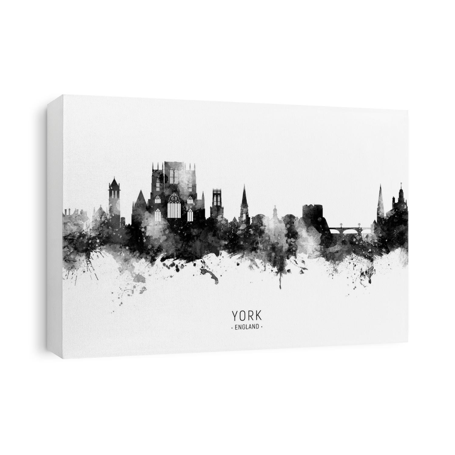 Watercolor art print of the skyline of York, England, United Kingdom
