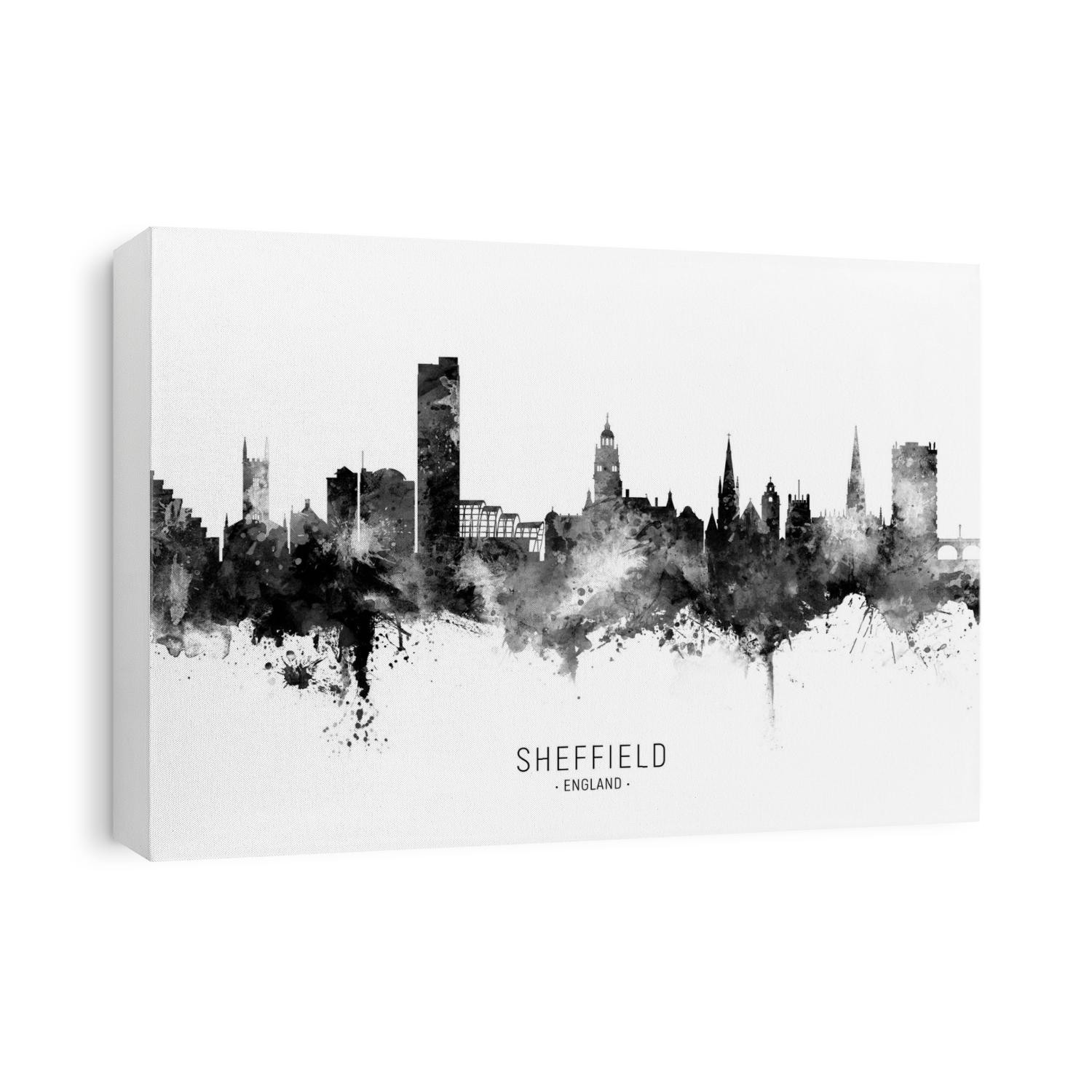 Watercolor art print of the skyline of Sheffield, England, United Kingdom