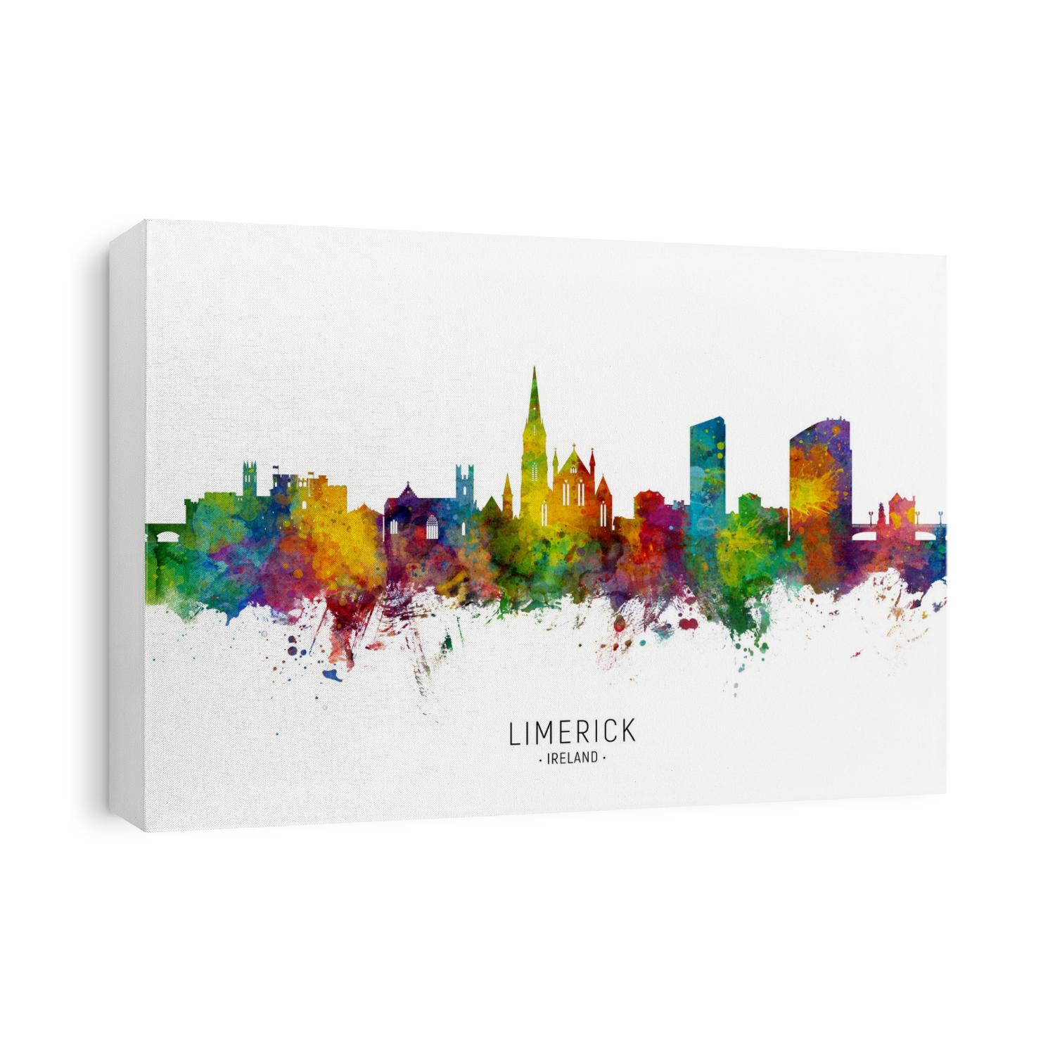 Watercolor art print of the skyline of Limerick, Ireland