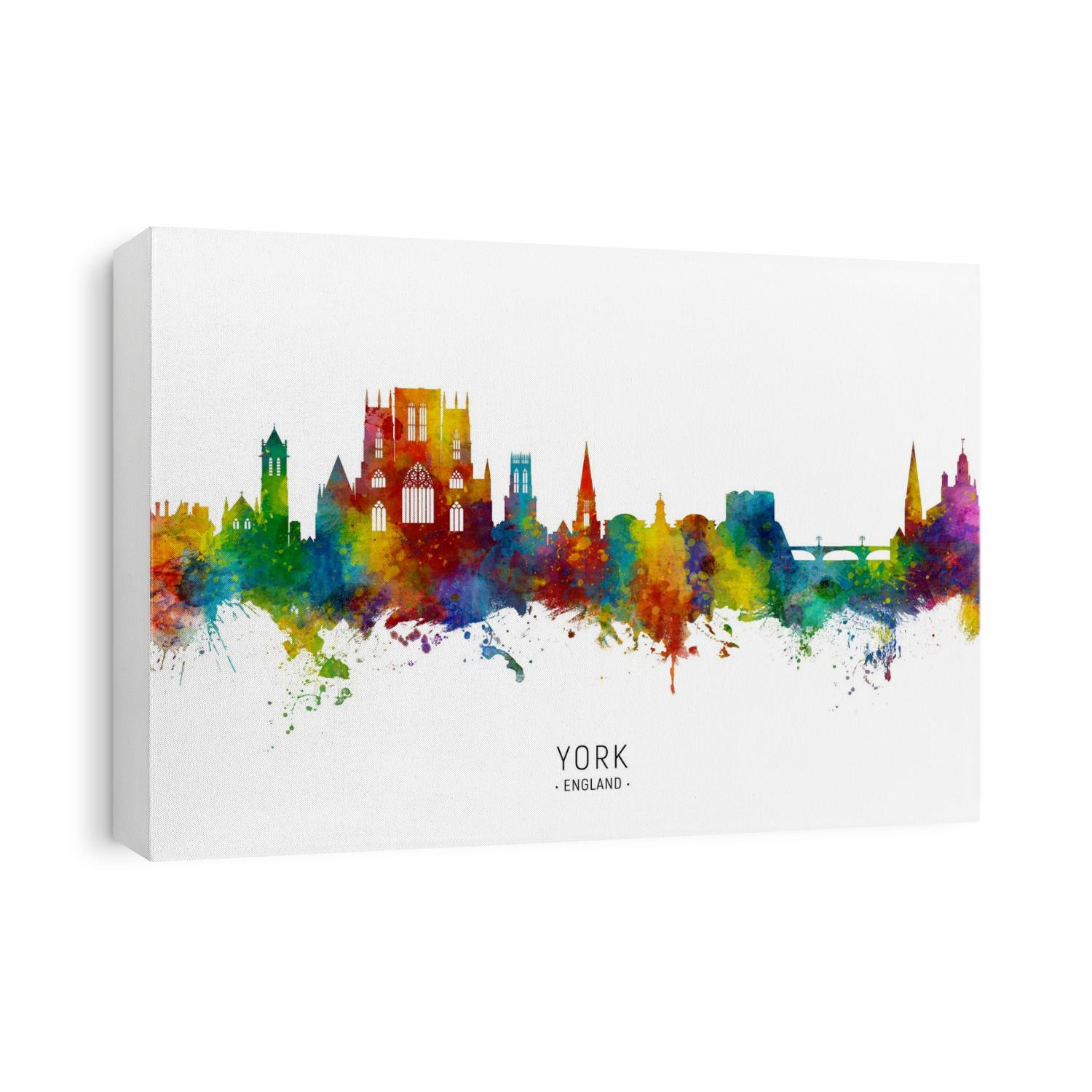 Watercolor art print of the skyline of York, England, United Kingdom