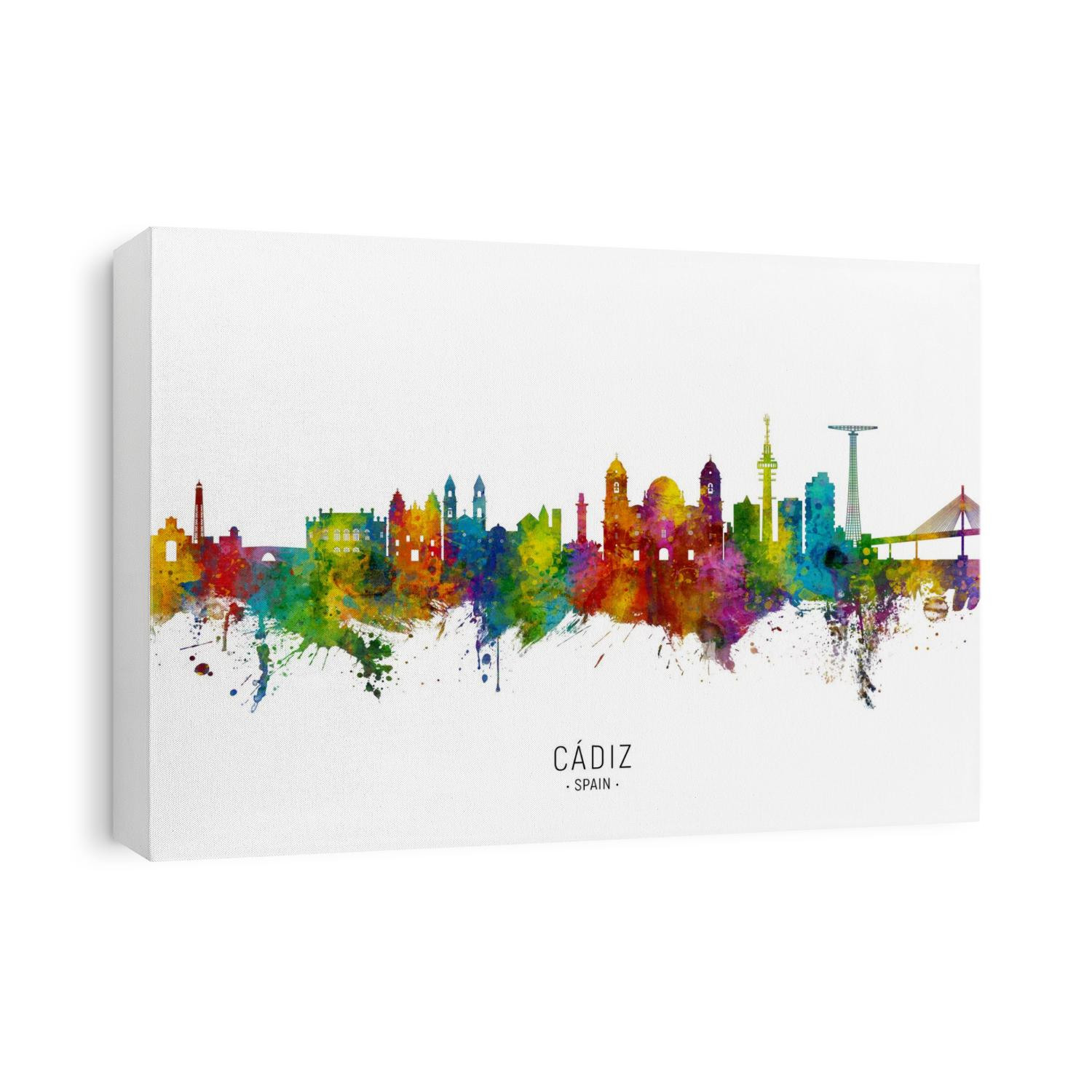 Watercolor art print of the skyline of Cádiz, Spain