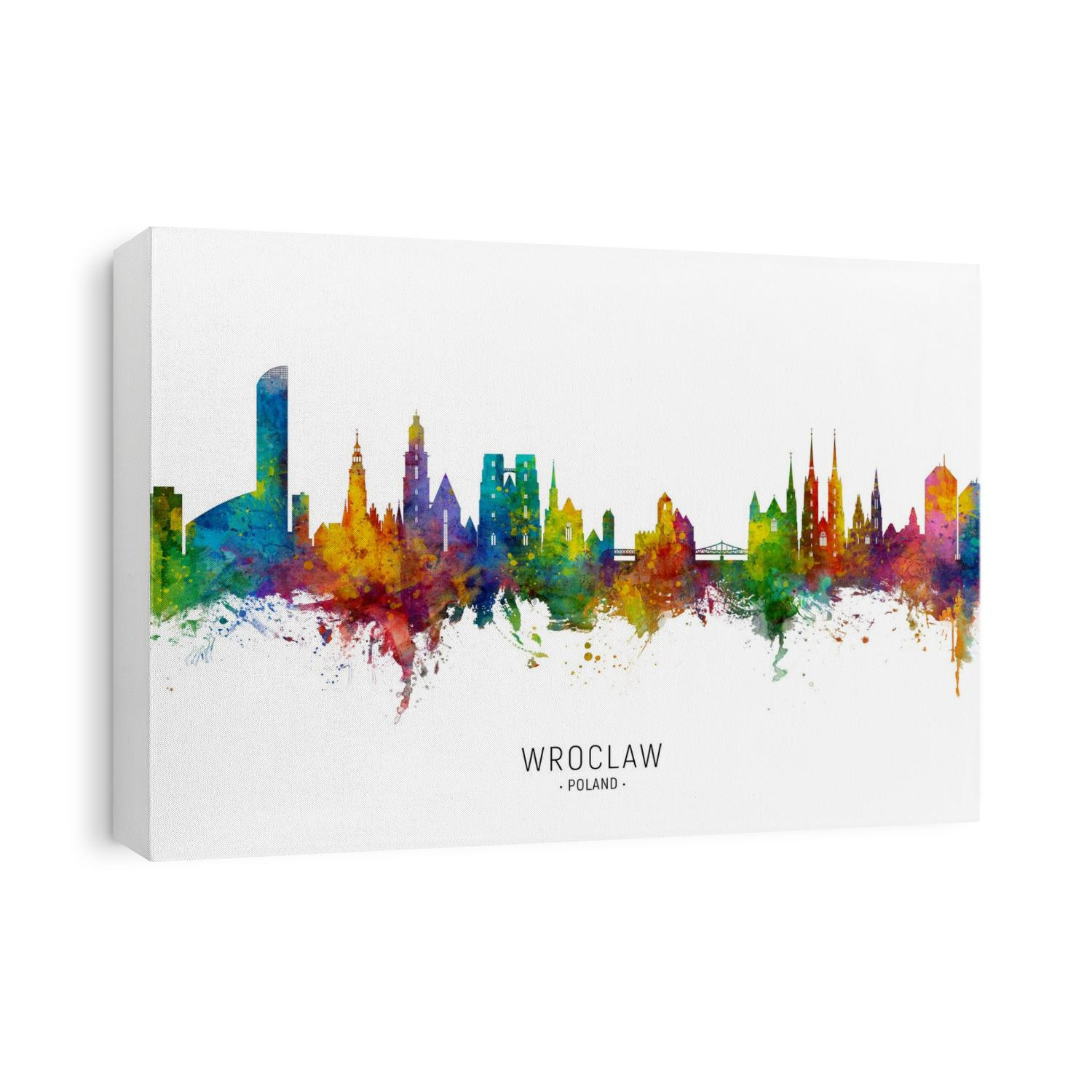Watercolor art print of the skyline of Wroclaw, Poland