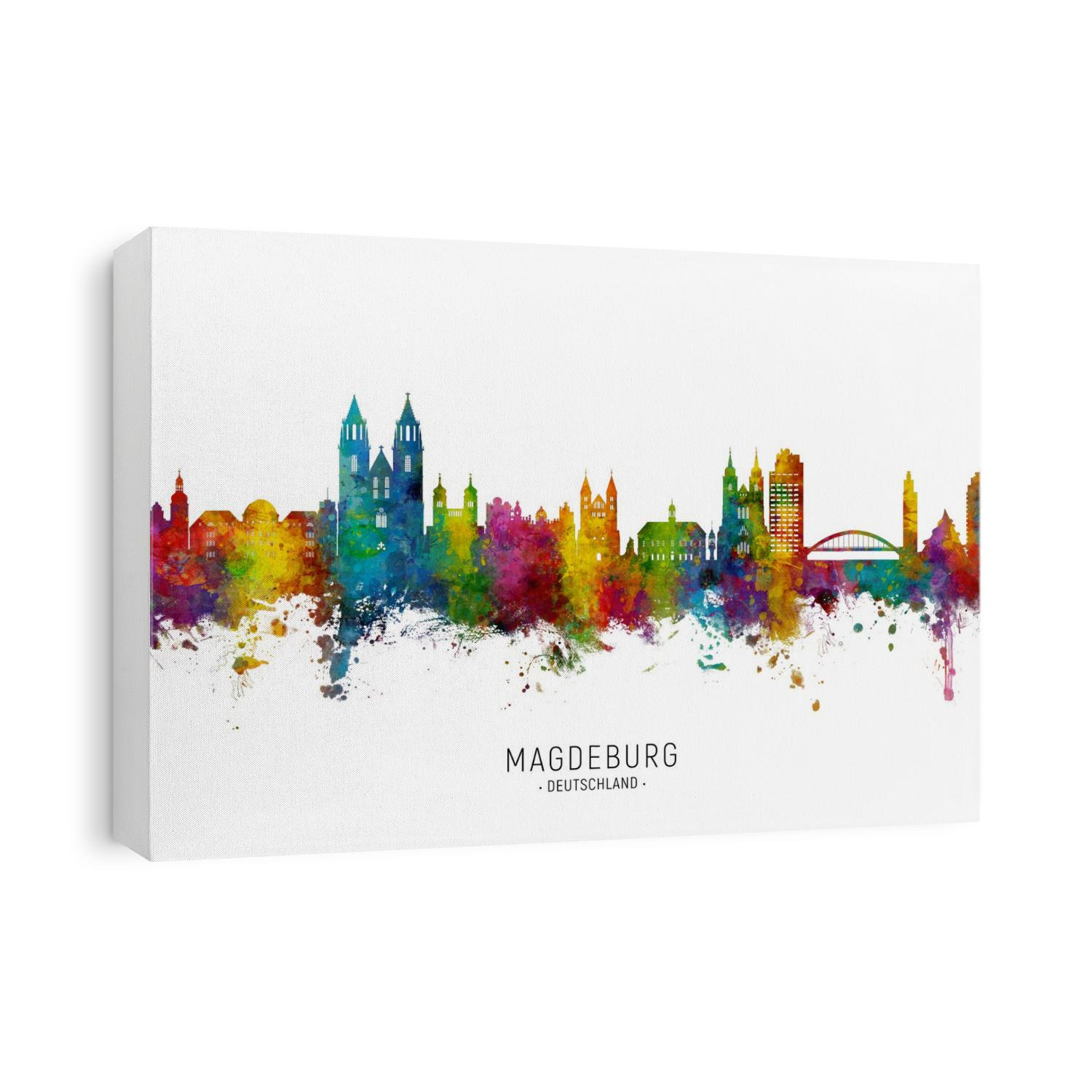Watercolor art print of the skyline of Magdeburg, Germany