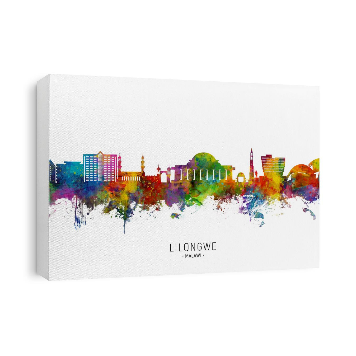 Watercolor art print of the skyline of Lilongwe, Malawi 