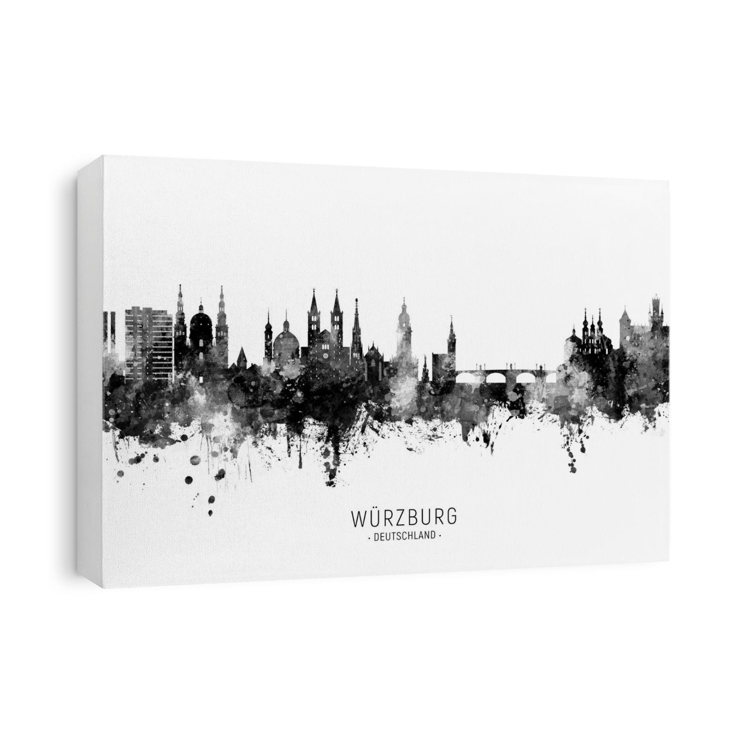 Watercolor art print of the skyline of Würzburg, Germany
