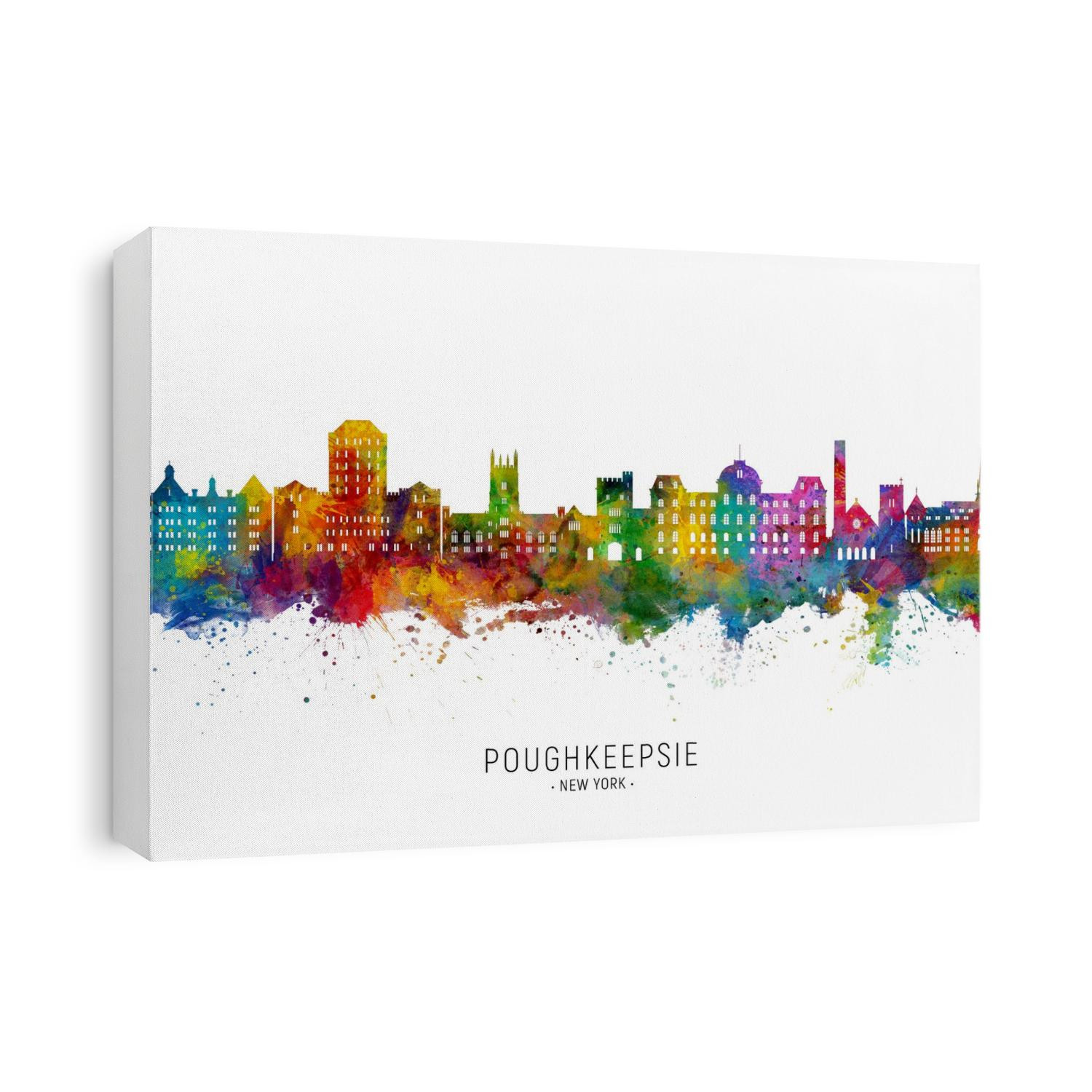 Watercolor art print of the skyline of Poughkeepsie, New York