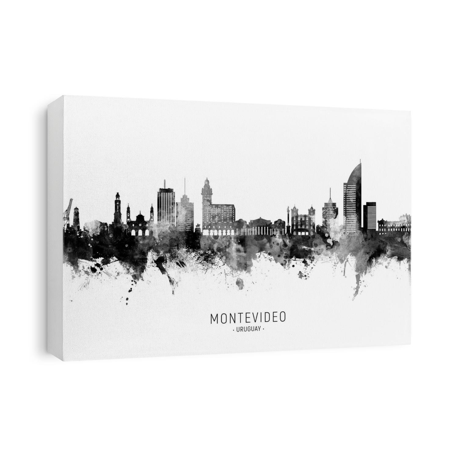 Watercolor art print of the skyline of Montevideo, Uruguay