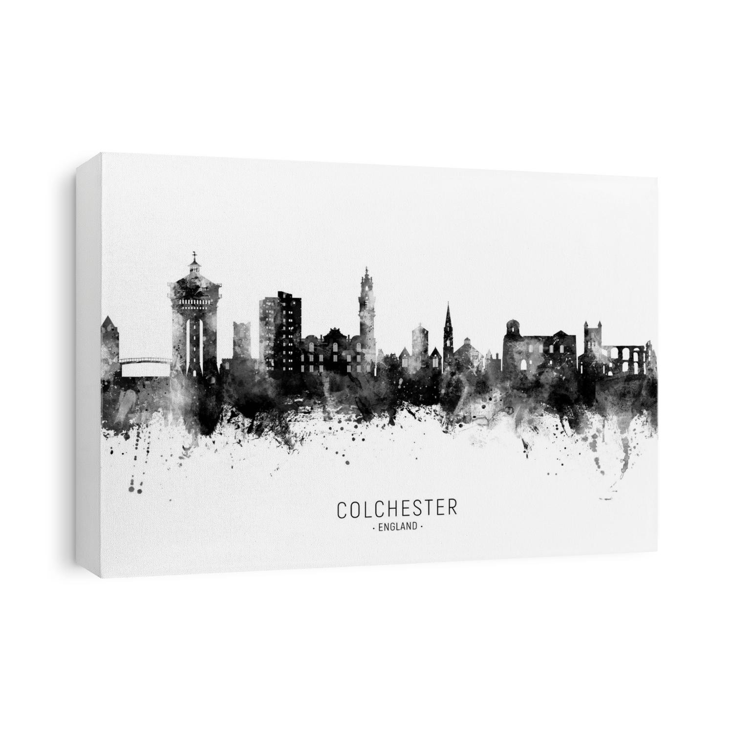 Watercolor art print of the skyline of Colchester, England, United Kingdom