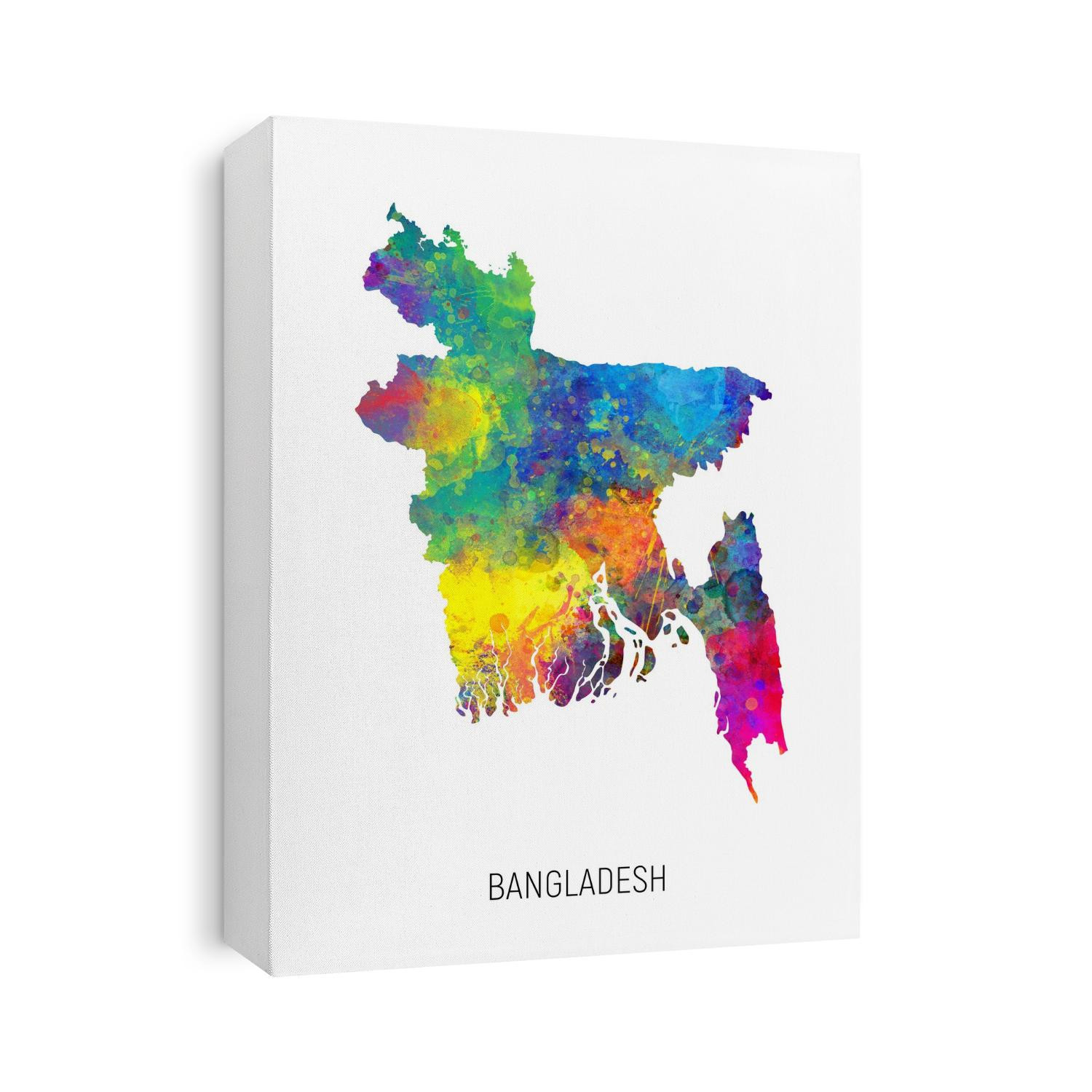 A watercolor map of Bangladesh