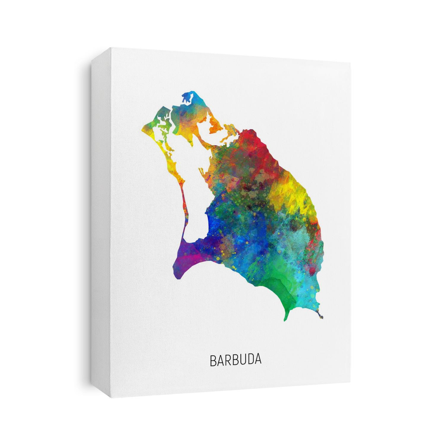 A watercolor map of Barbuda