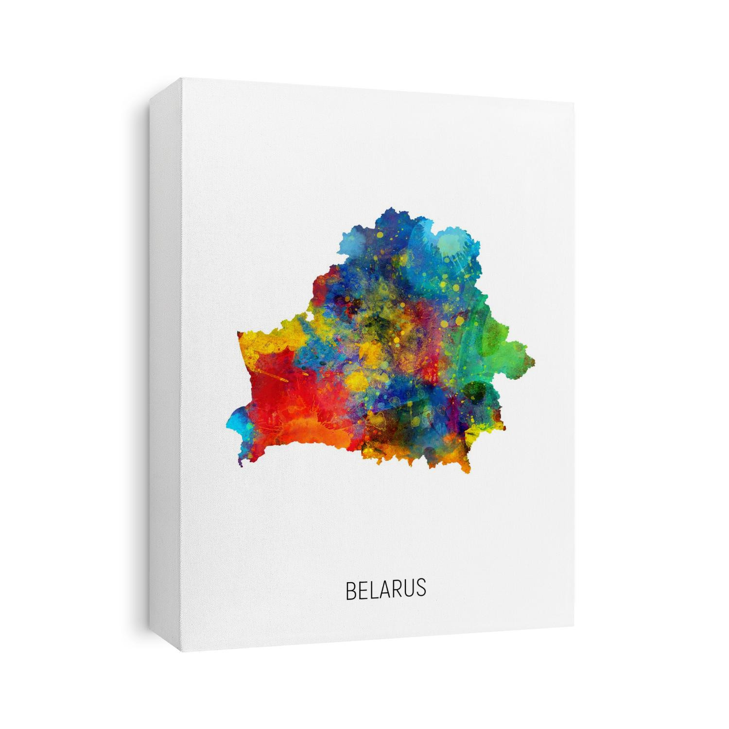 A watercolor map of Belarus