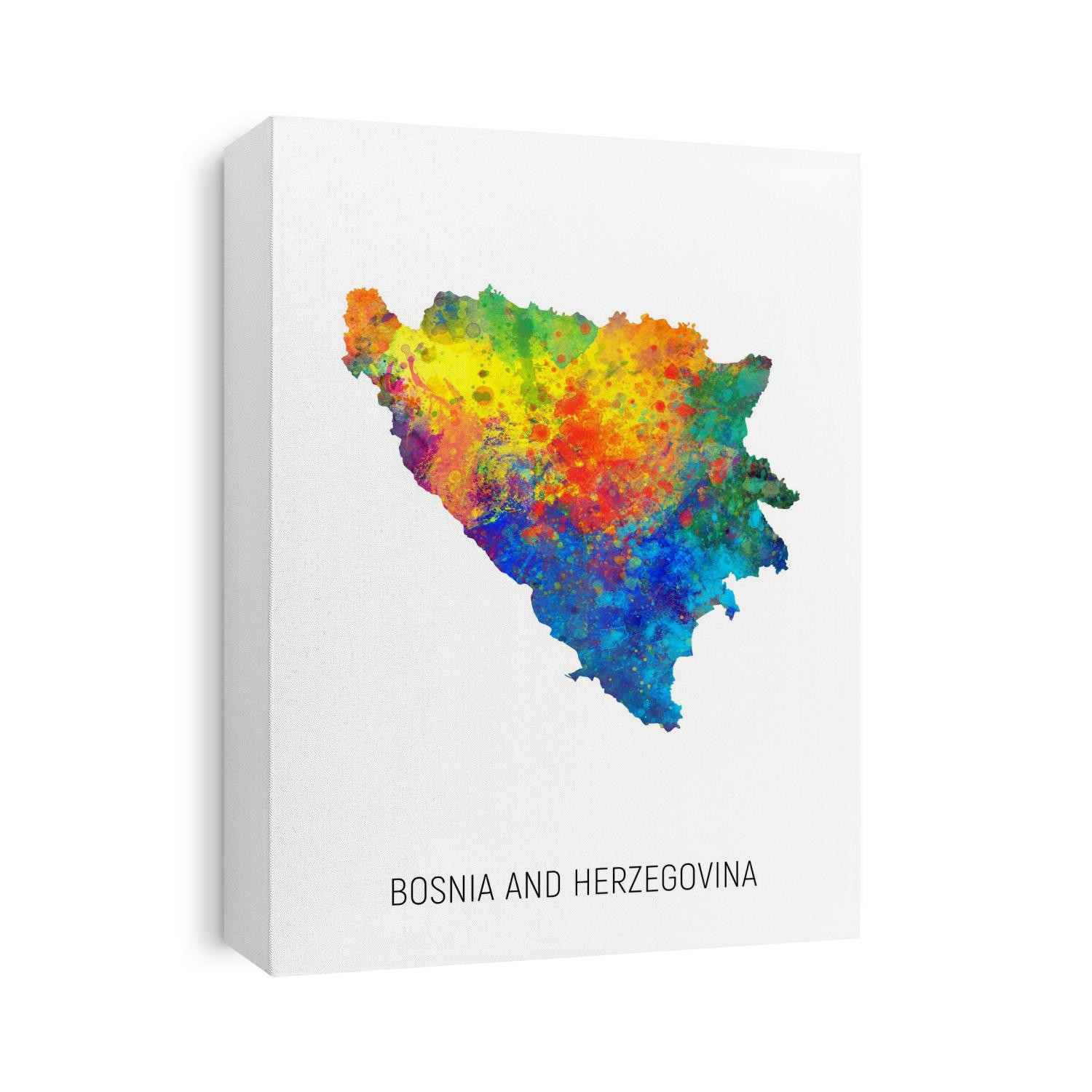 A watercolor map of Bosnia and Herzegovina