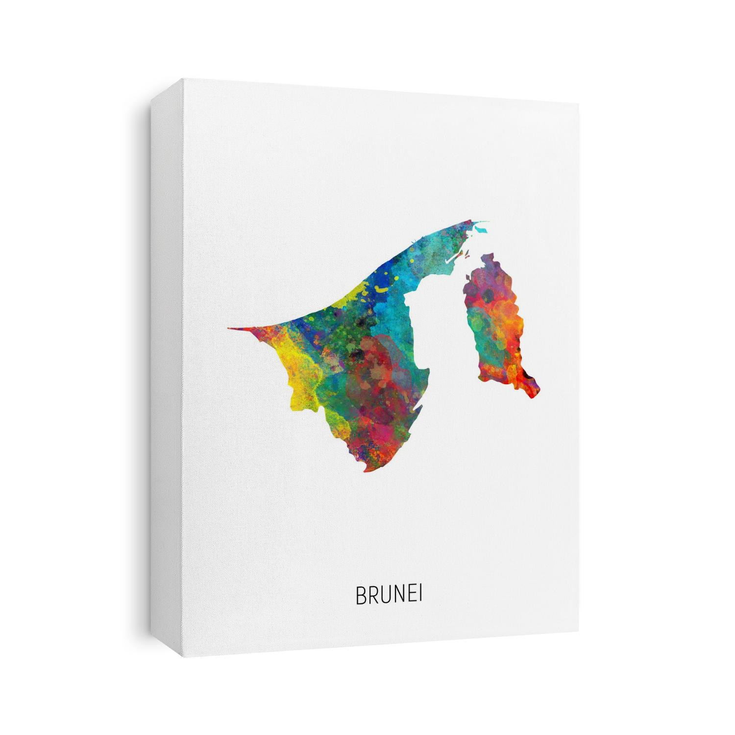 A watercolor map of Brunei