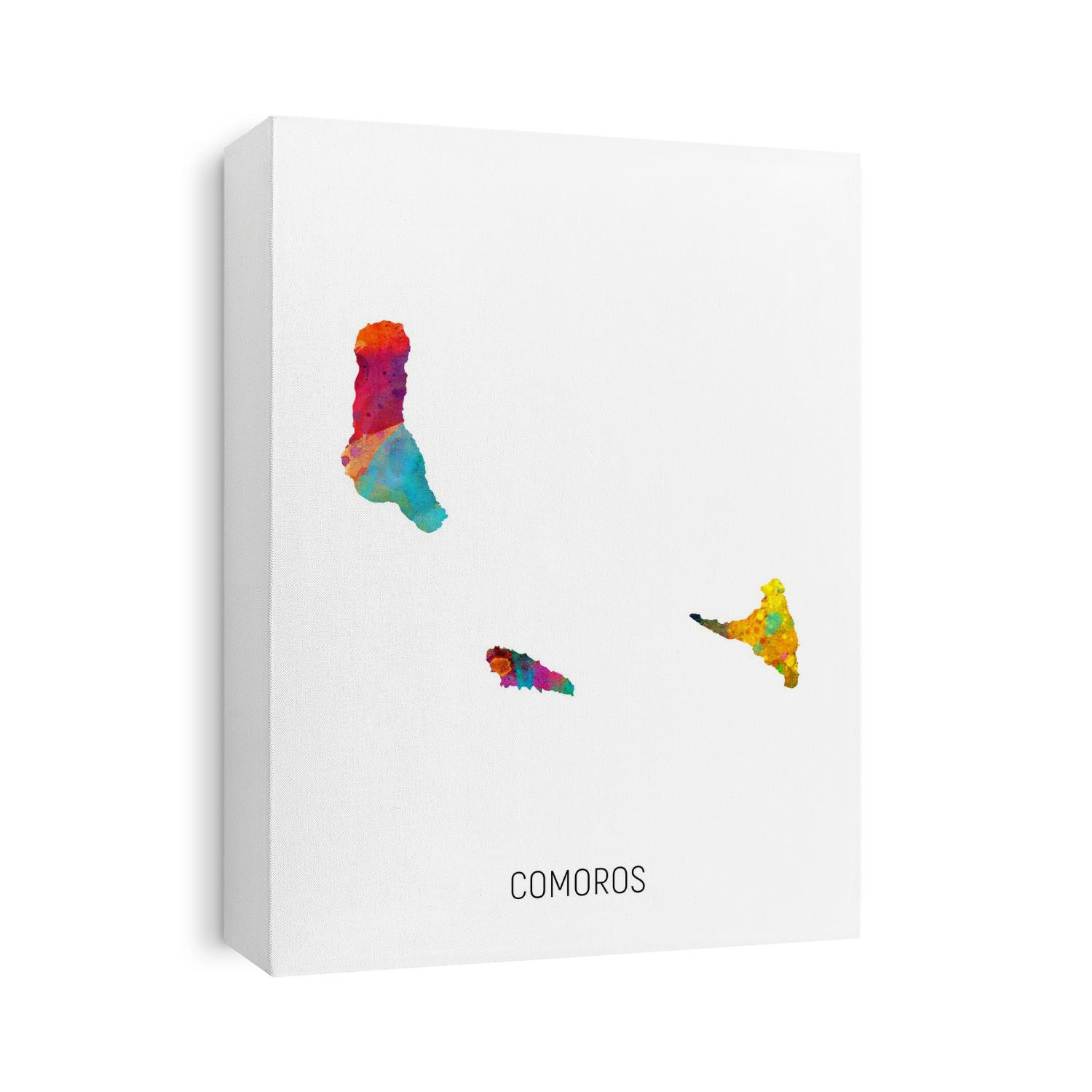 A watercolor map of Comoros