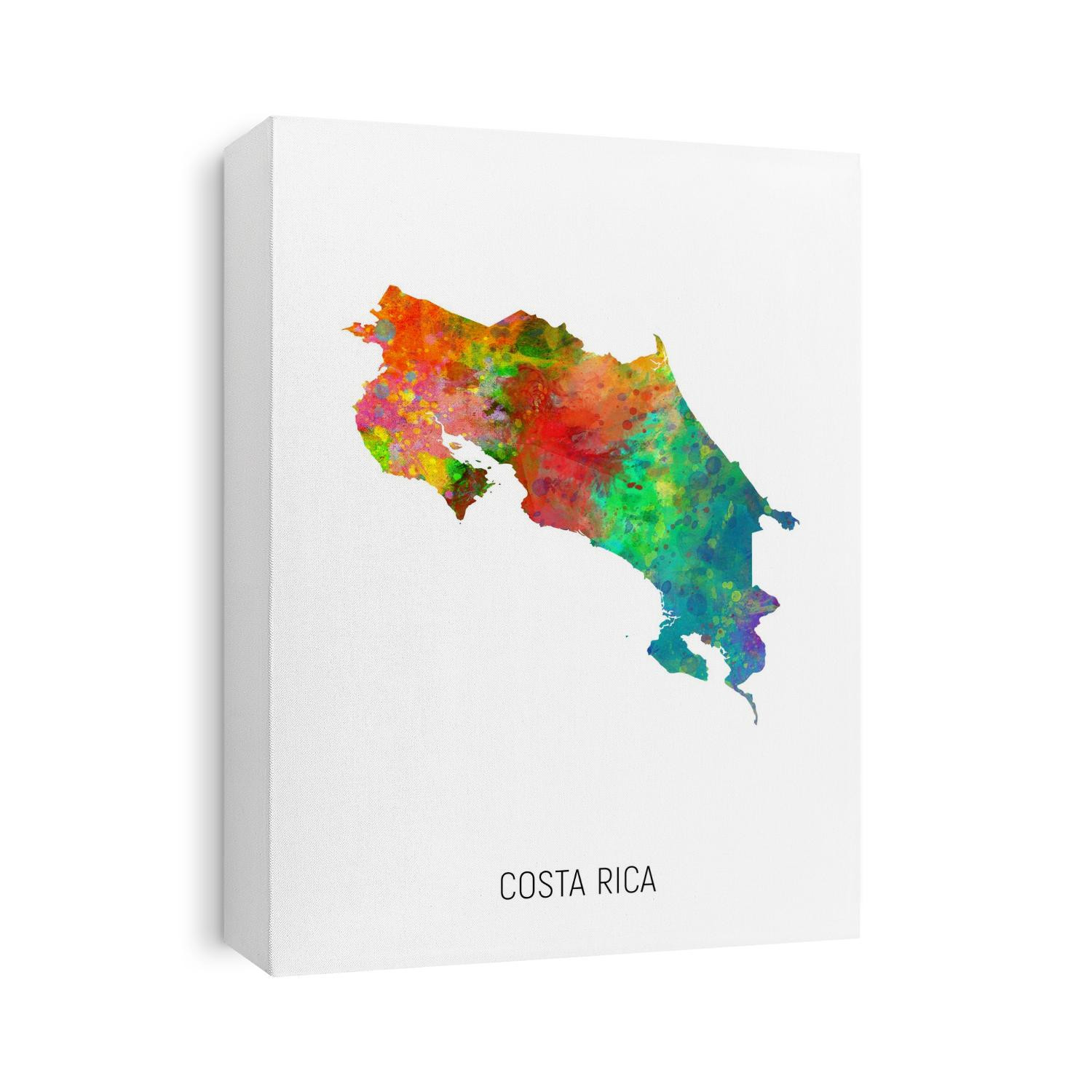 A watercolor map of Costa Rica