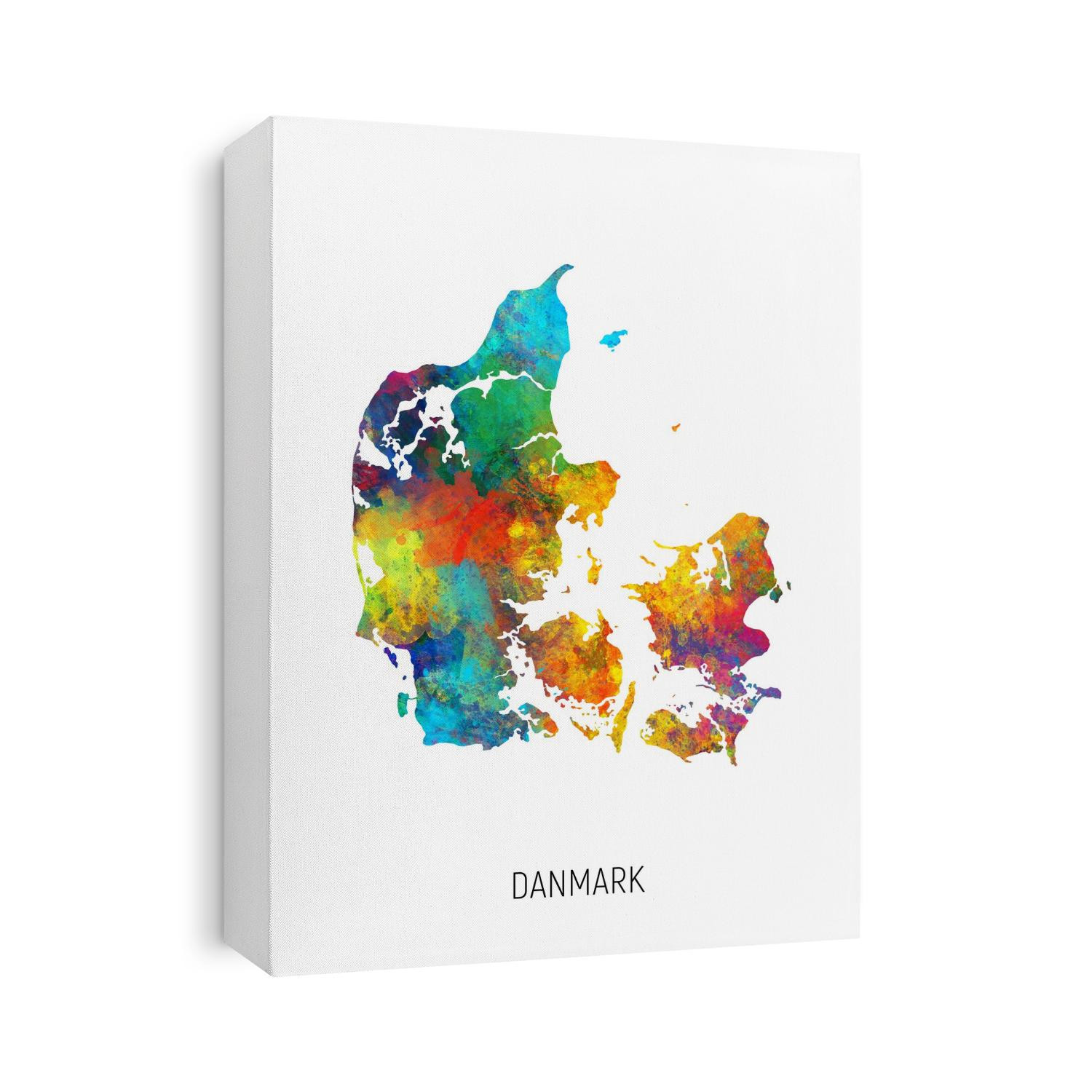 A watercolor map of Danmark