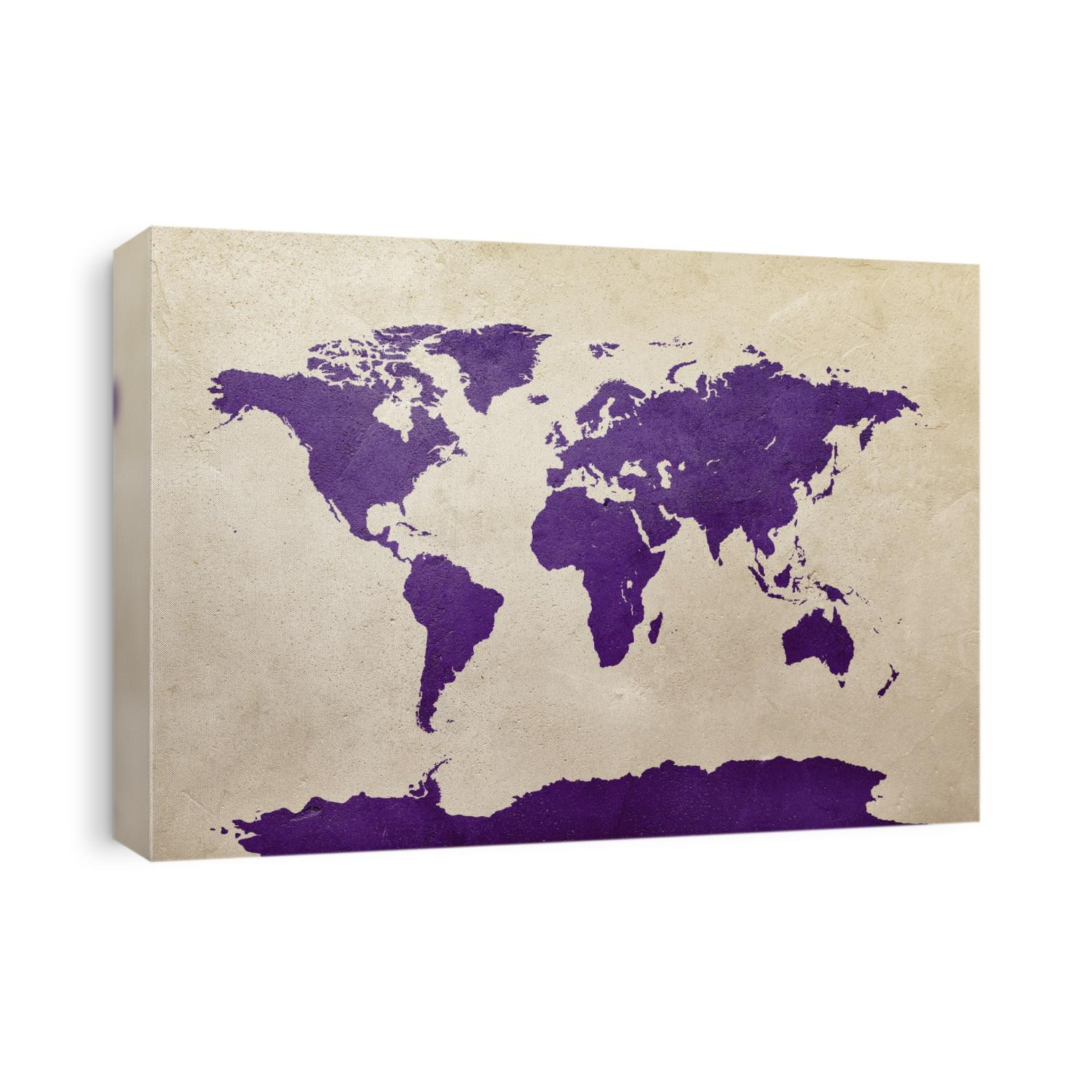 World Map Purple on Concrete