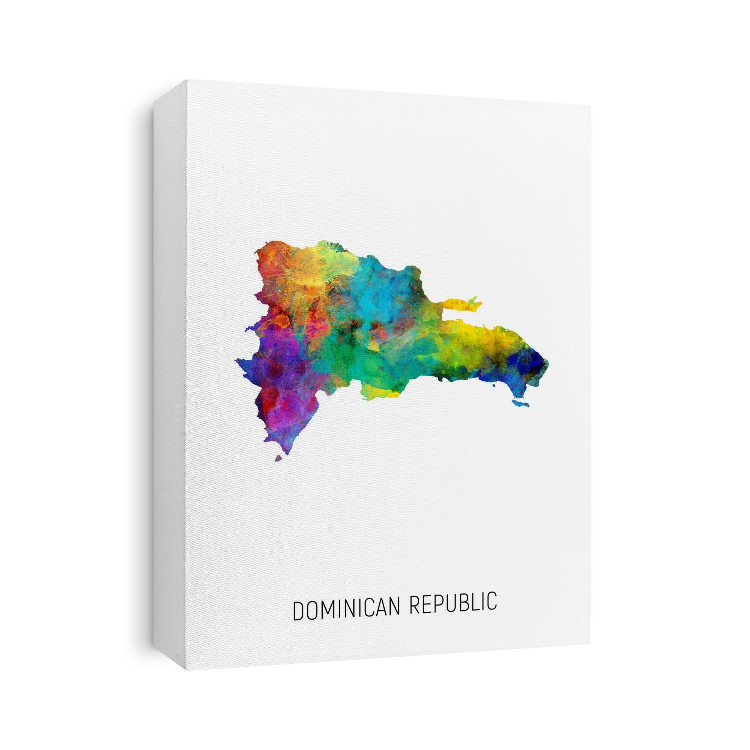 A watercolor map of Dominican Republic
