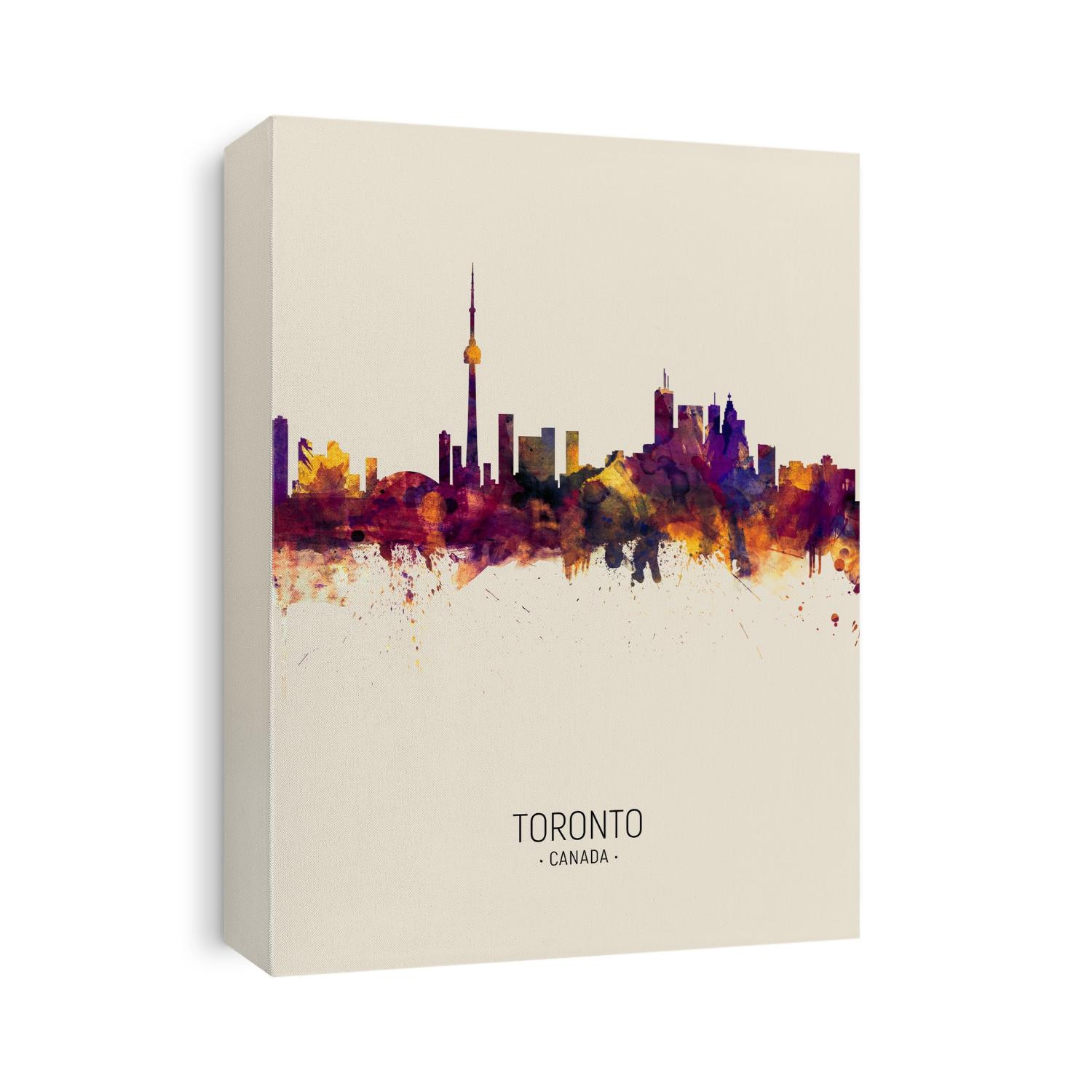 Watercolor art print of the skyline of Toronto, Canada