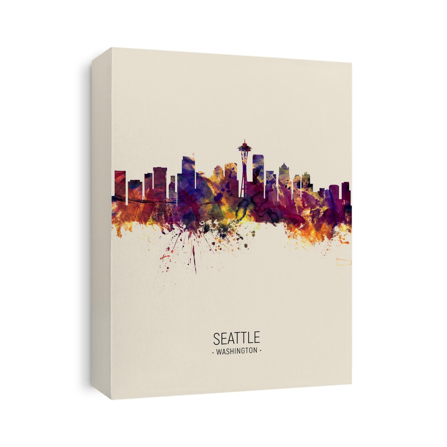 Watercolor art print of the skyline of Seattle, Washington, United States