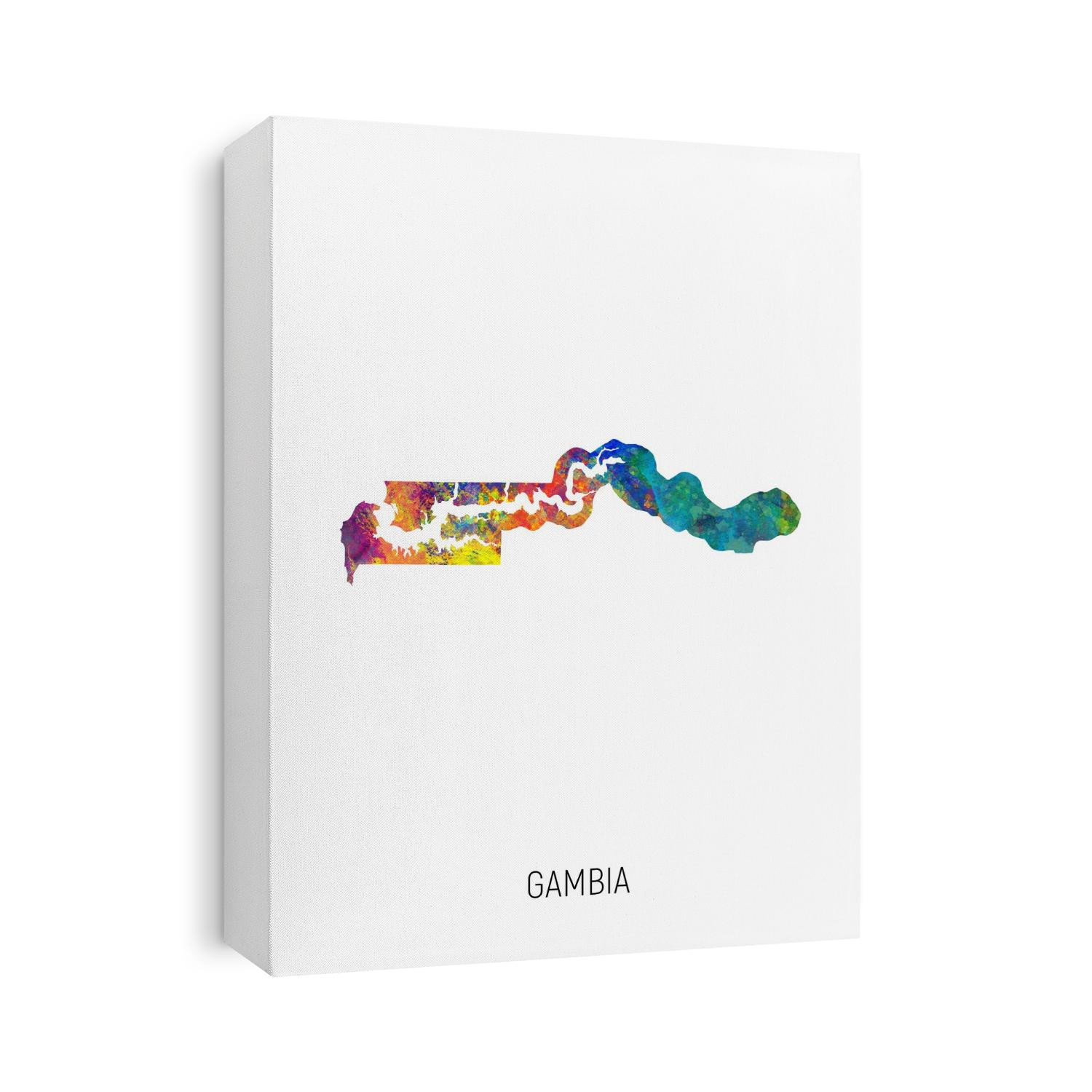 A watercolor map of Gambia