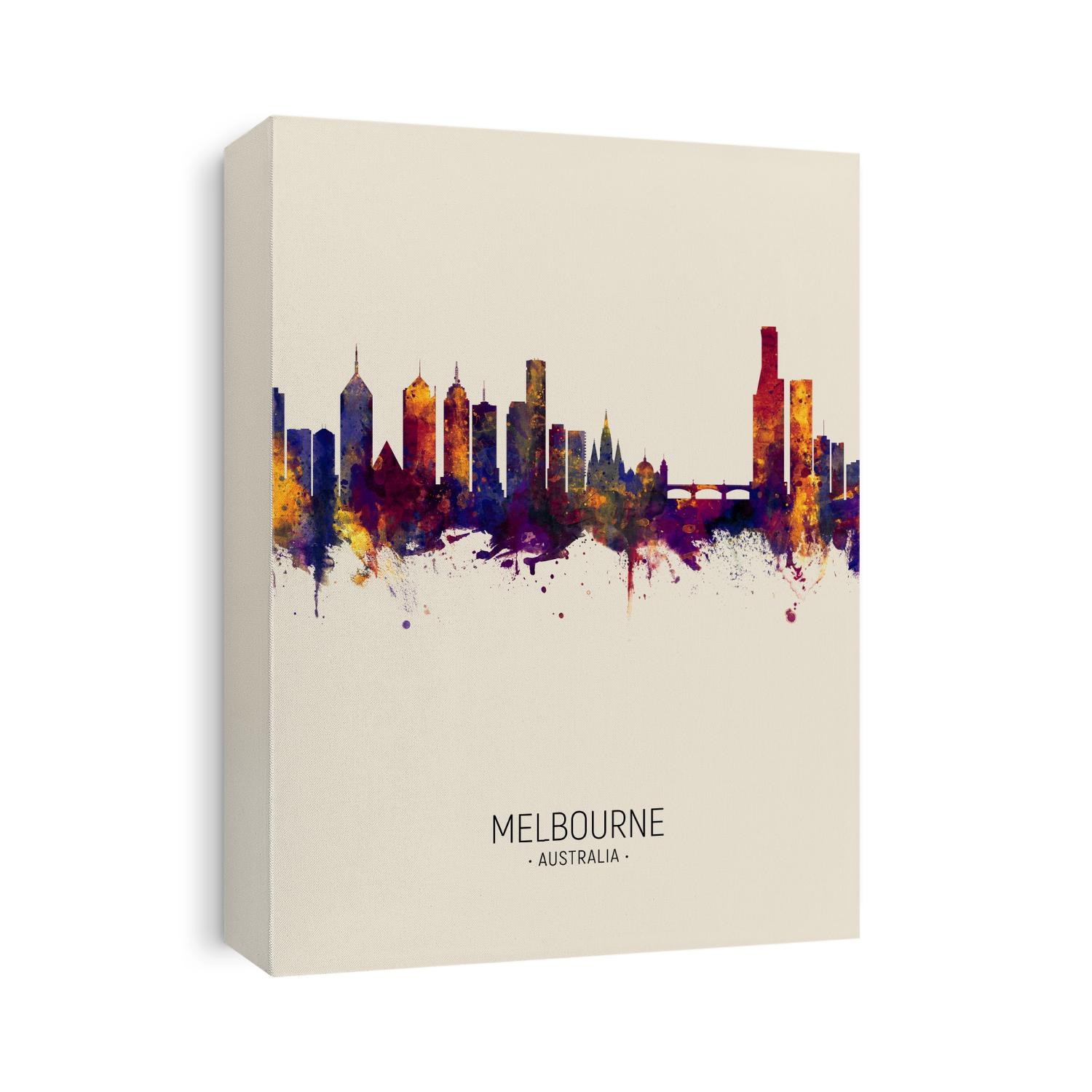 Watercolor art print of the skyline of Melbourne, Australia