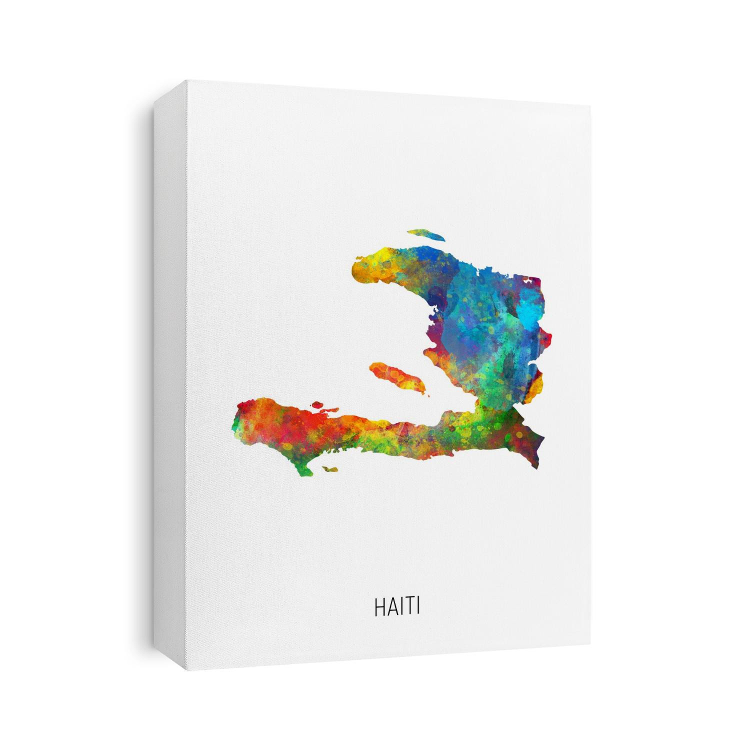 A watercolor map of Haiti