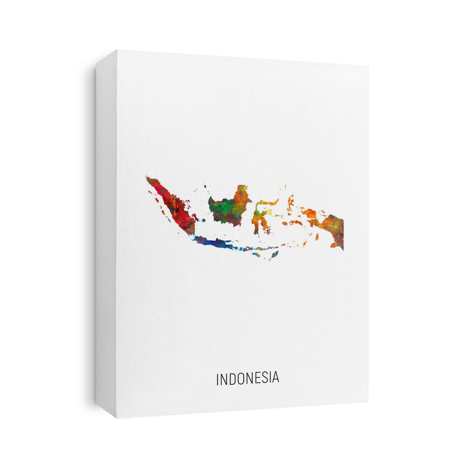 A watercolor map of Indonesia