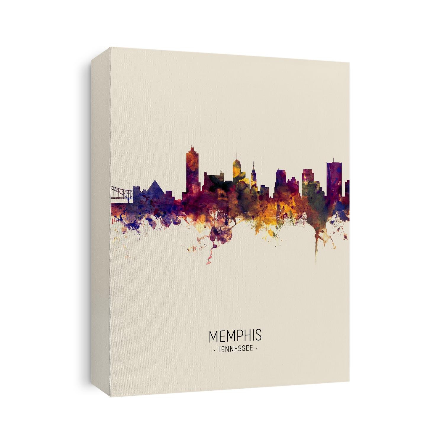 Watercolor art print of the skyline of Memphis, Tennessee, United States