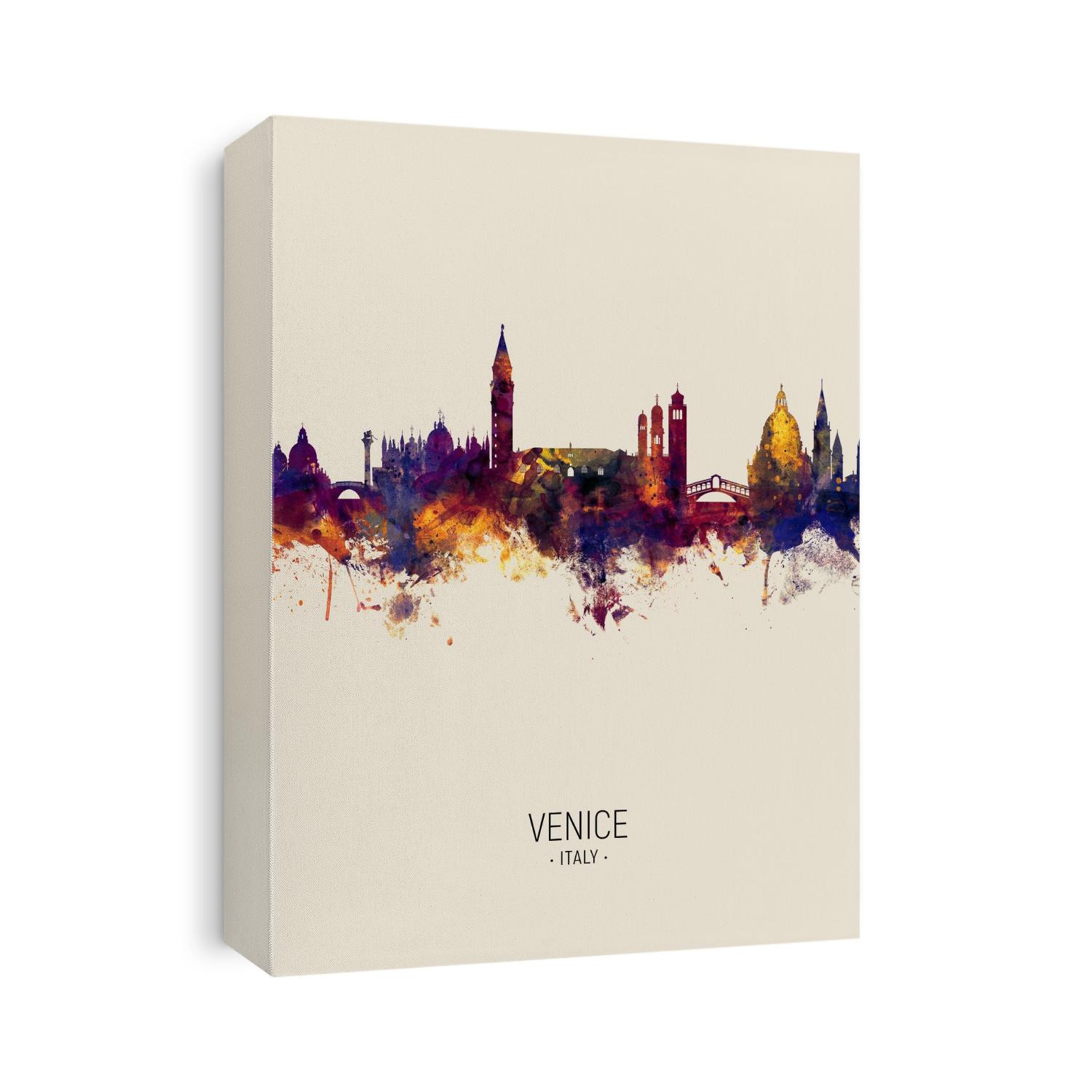Watercolor art print of the skyline of Venice, Italy