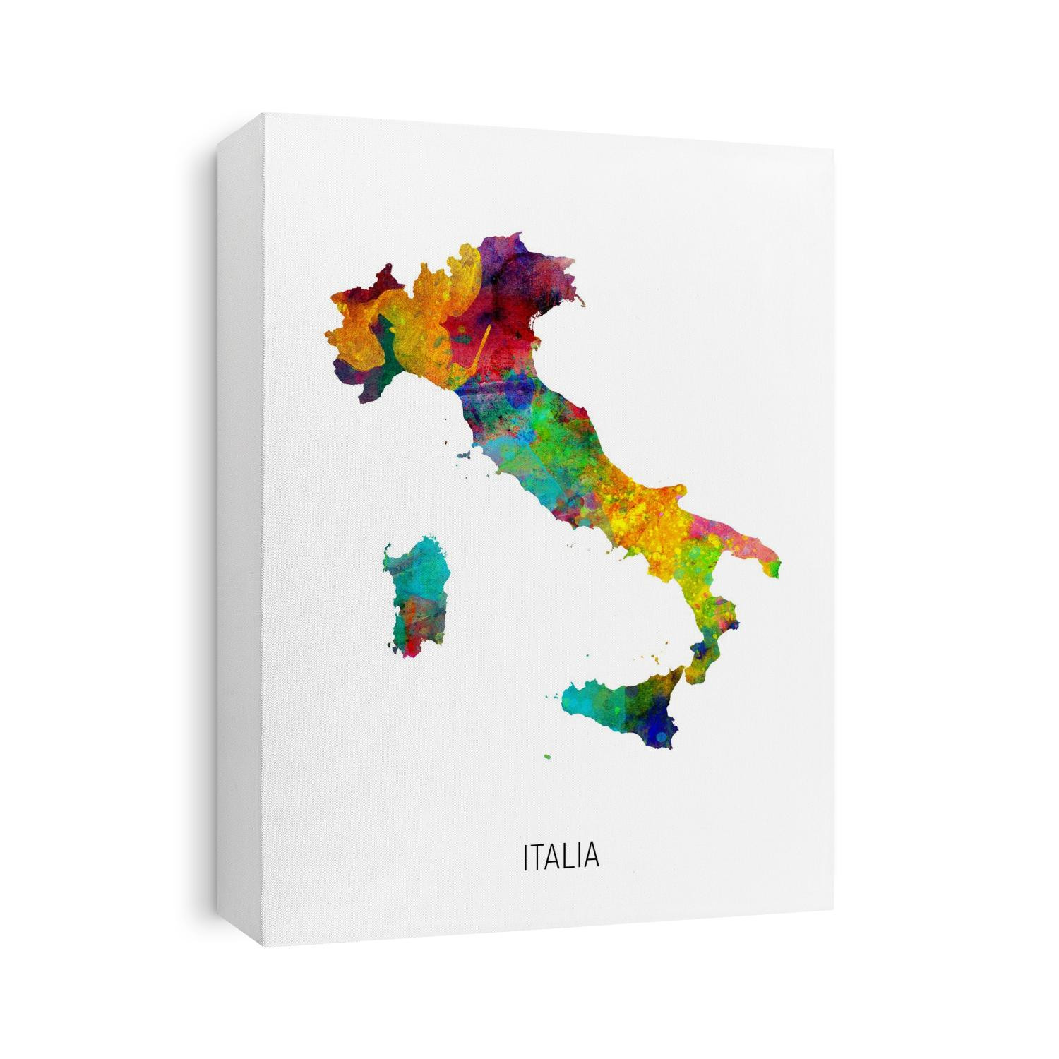 A watercolor map of Italia